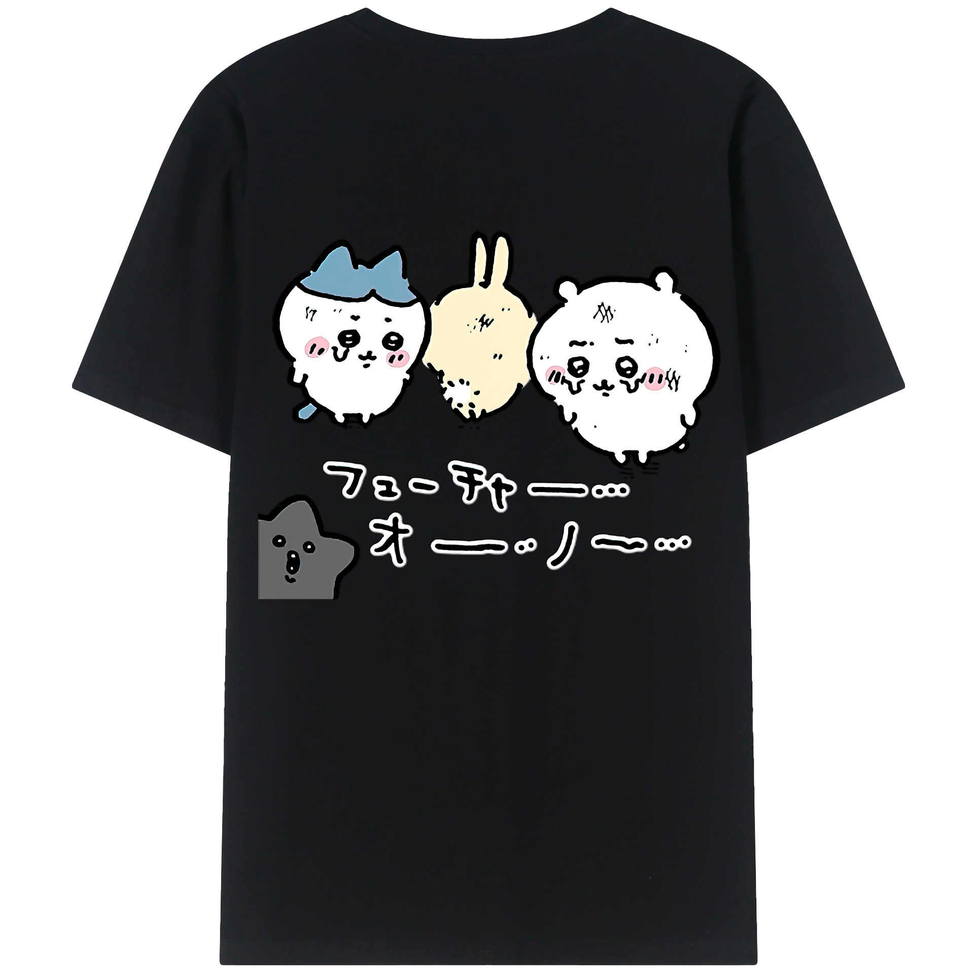 （画像用） ちいかわ ハチワレ Chii-kawa hachiware 綿100％ メンズ半袖Tシャツ（バックプリント） 通気性
