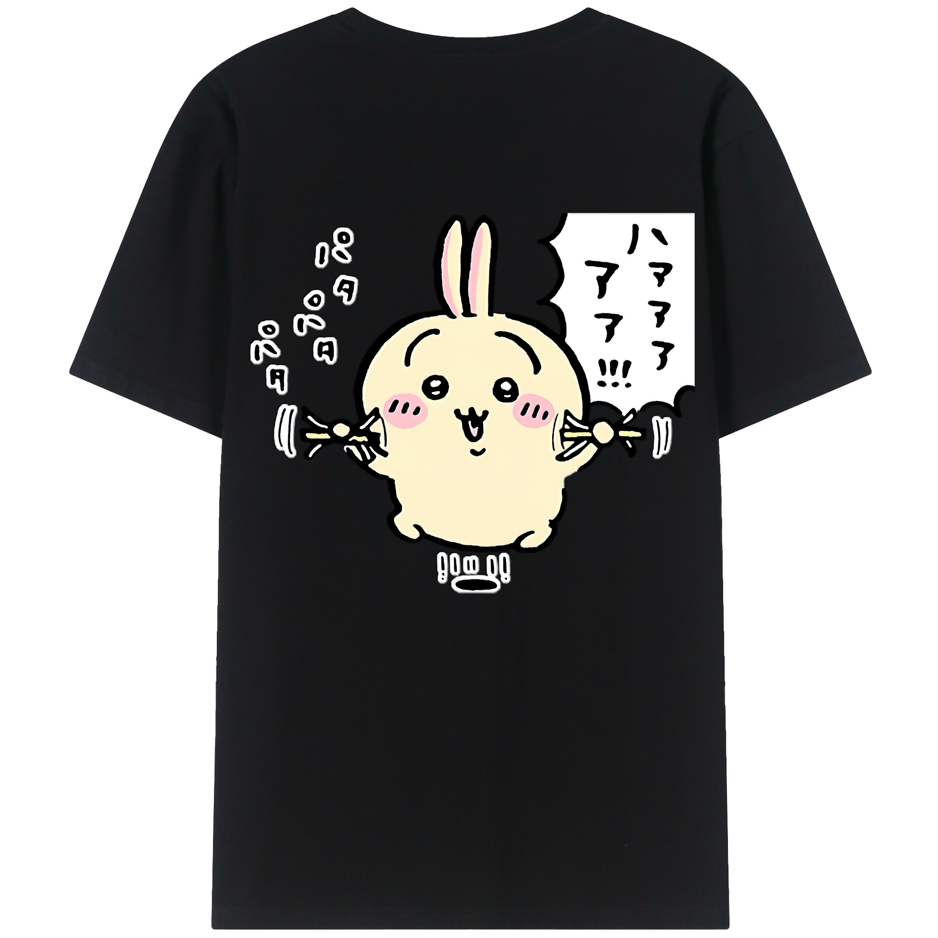 （画像用） ちいかわ うさぎ Chii-kawa usagi 綿100％ メンズ半袖Tシャツ（バックプリント） 通気性