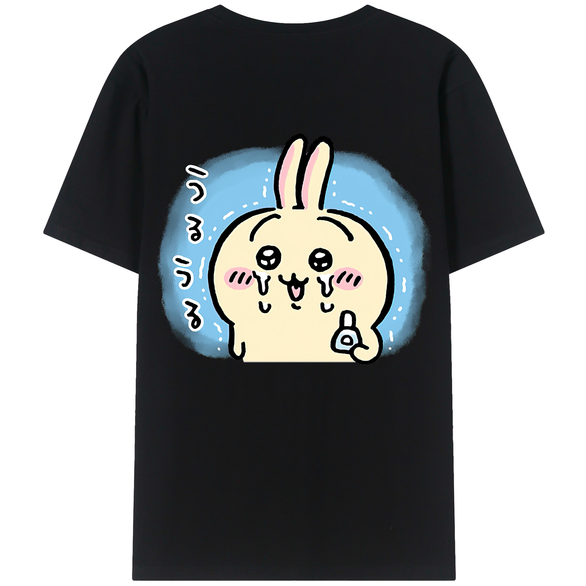 （画像用） ちいかわ うさぎ Chii-kawa usagi 綿100％ メンズ半袖Tシャツ（バックプリント） 通気性