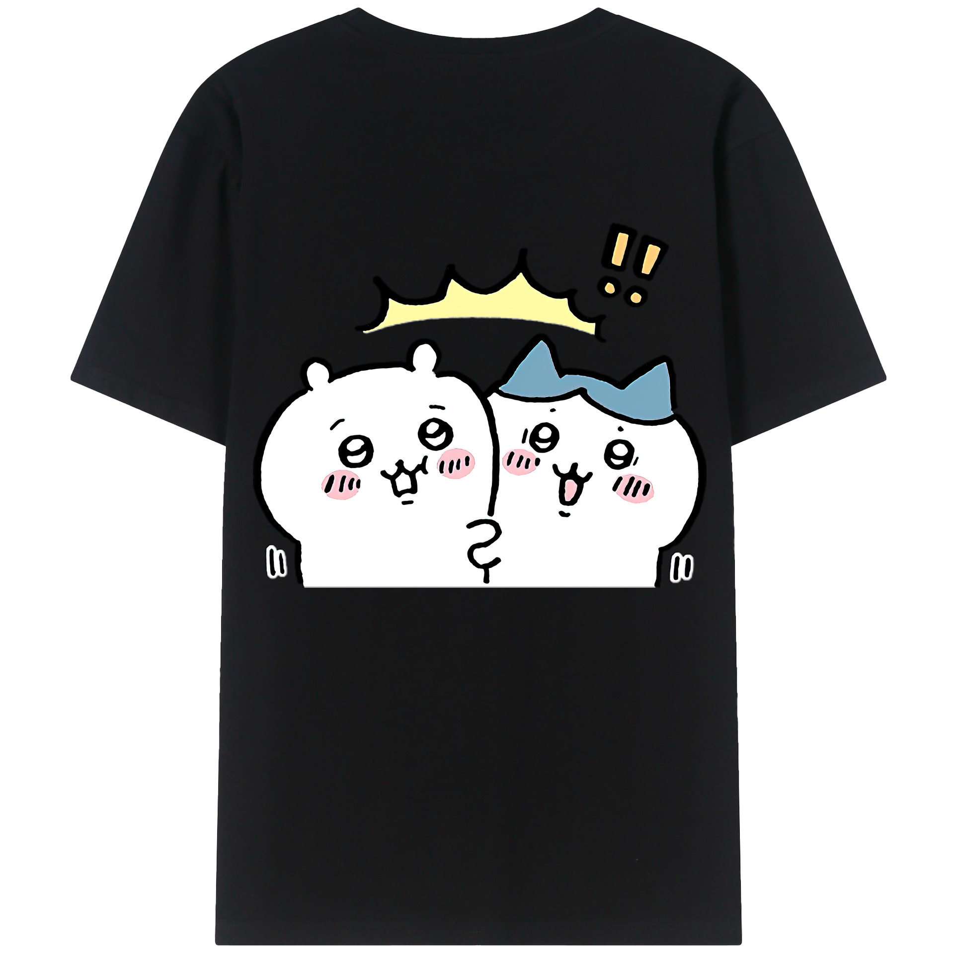（画像用） ちいかわ ハチワレ Chii-kawa hachiware 綿100％ メンズ半袖Tシャツ（バックプリント） 通気性