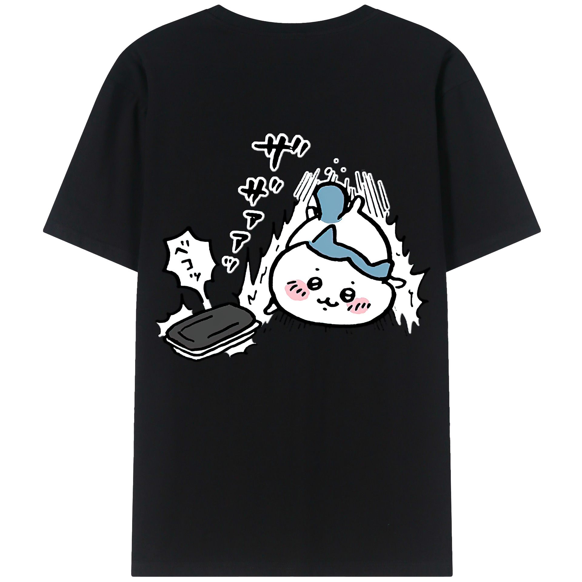 （画像用） ちいかわ ハチワレ Chii-kawa hachiware 綿100％ メンズ半袖Tシャツ（バックプリント） 通気性