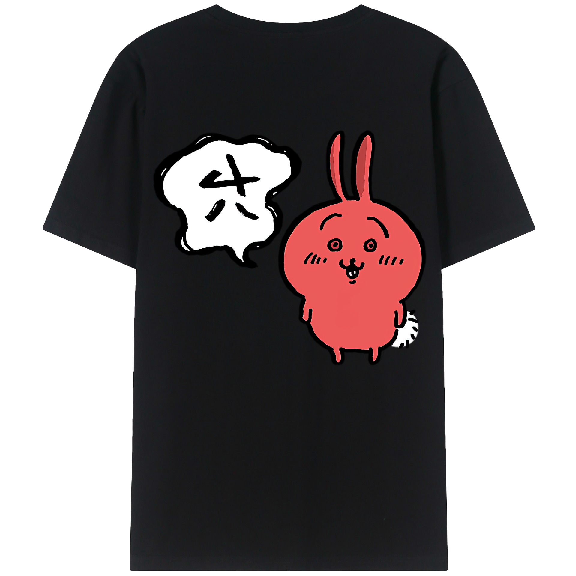 （画像用） ちいかわ ハチワレ Chii-kawa hachiware 綿100％ メンズ半袖Tシャツ（バックプリント） 通気性
