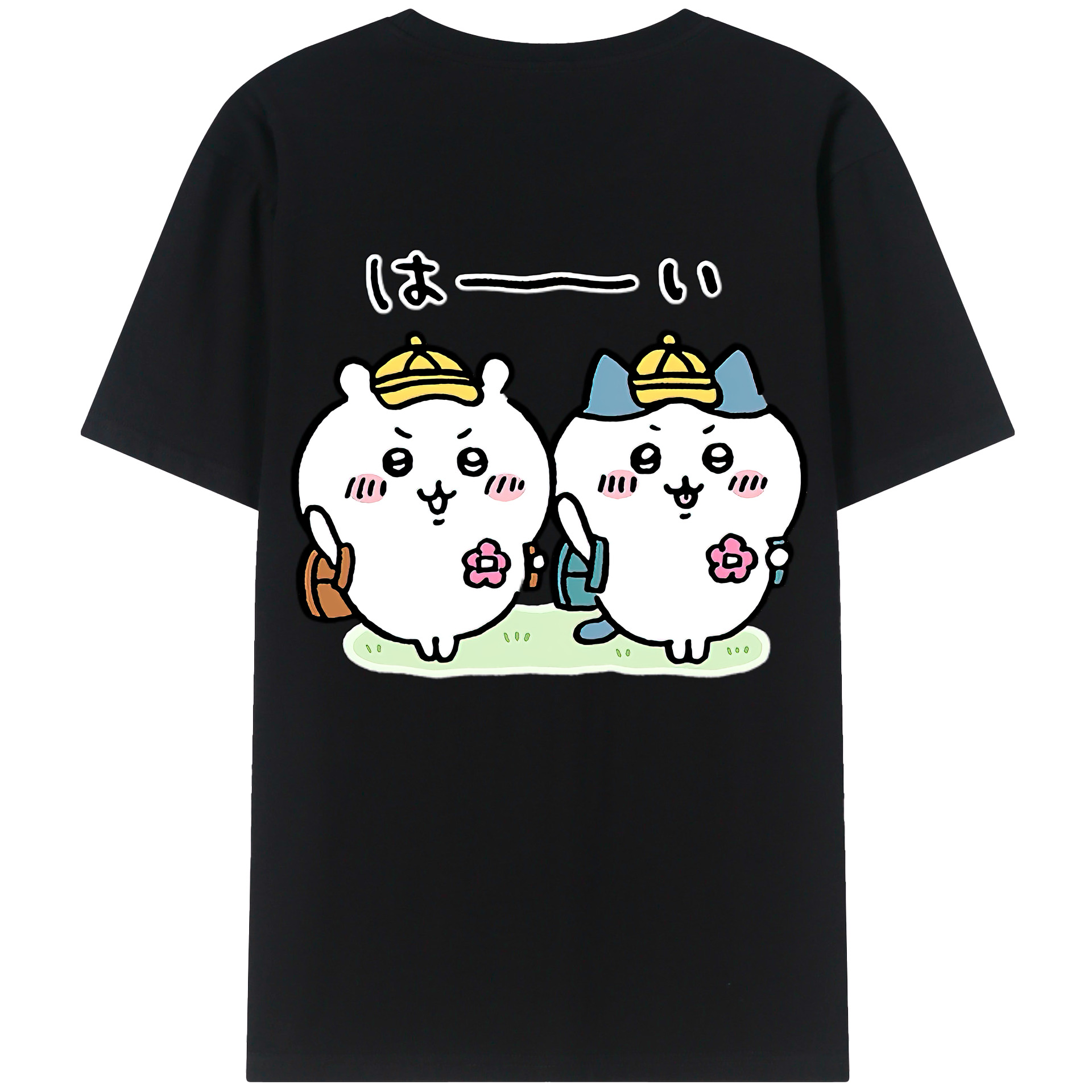 （画像用） ちいかわ ハチワレ Chii-kawa hachiware 綿100％ メンズ半袖Tシャツ（バックプリント） 通気性