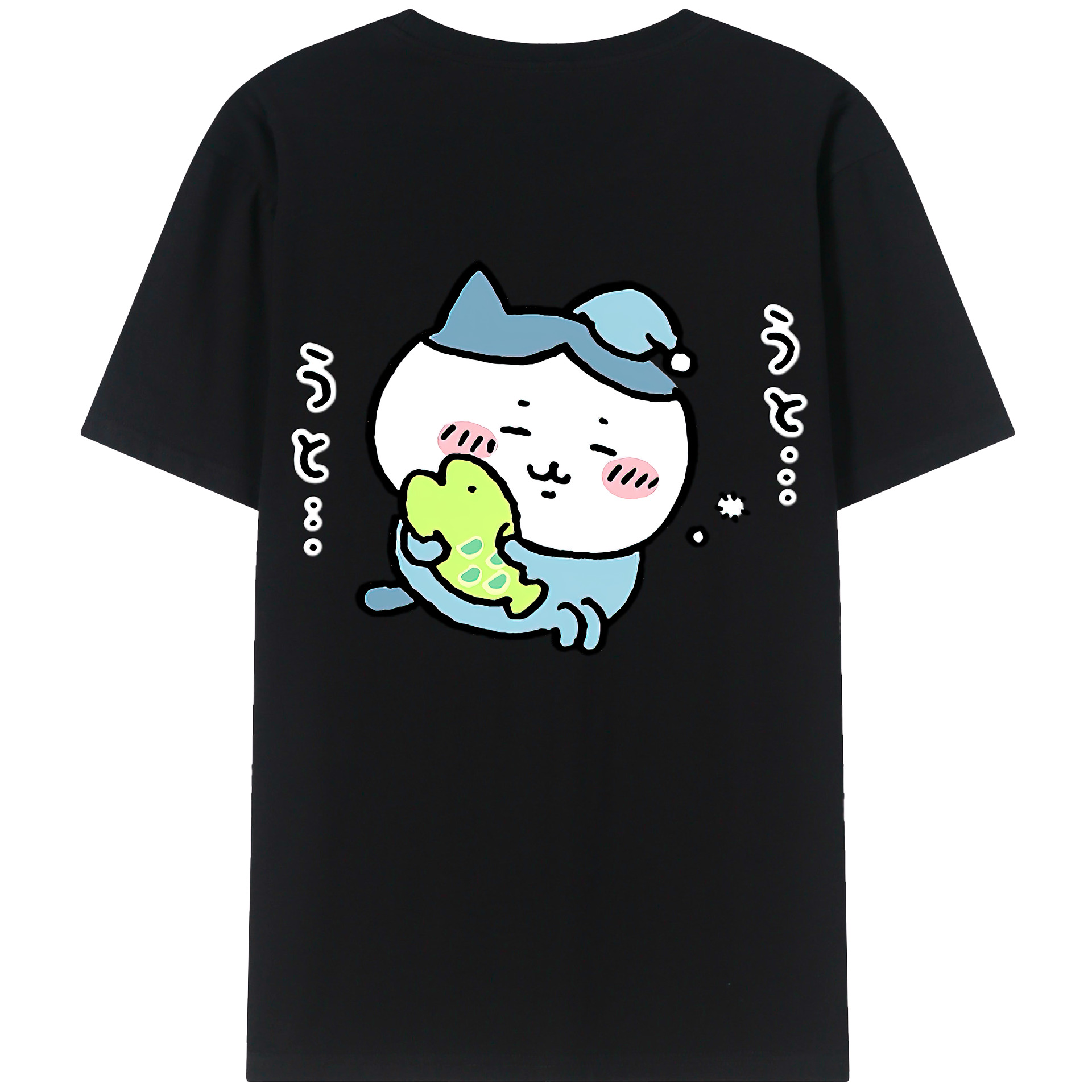 （画像用） ちいかわ ハチワレ Chii-kawa hachiware 綿100％ メンズ半袖Tシャツ（バックプリント） 通気性