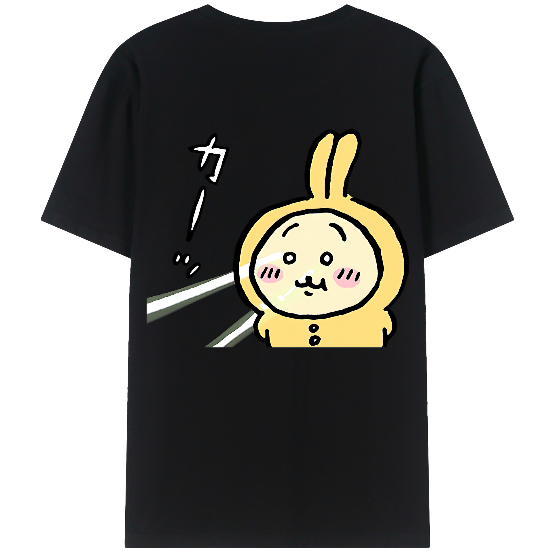 （画像用） ちいかわ うさぎ Chii-kawa usagi 綿100％ メンズ半袖Tシャツ（バックプリント） 通気性