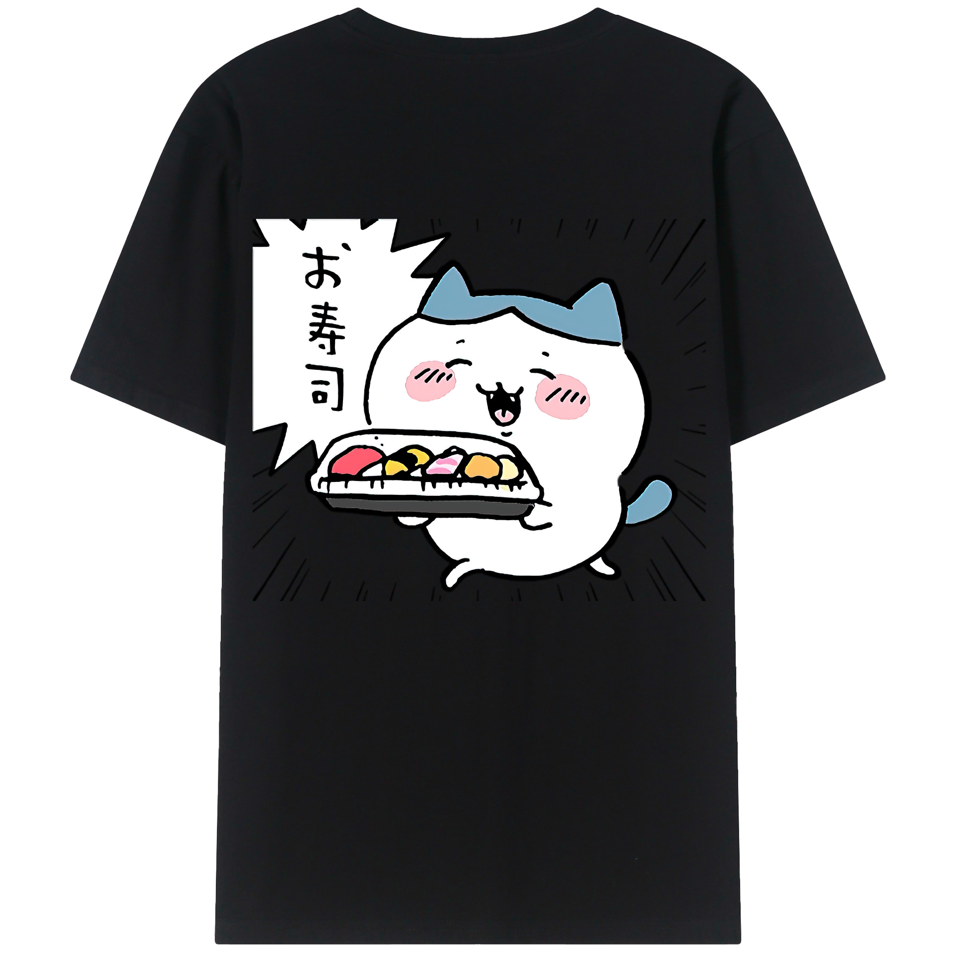 （画像用） ちいかわ ハチワレ Chii-kawa hachiware 綿100％ メンズ半袖Tシャツ（バックプリント） 通気性
