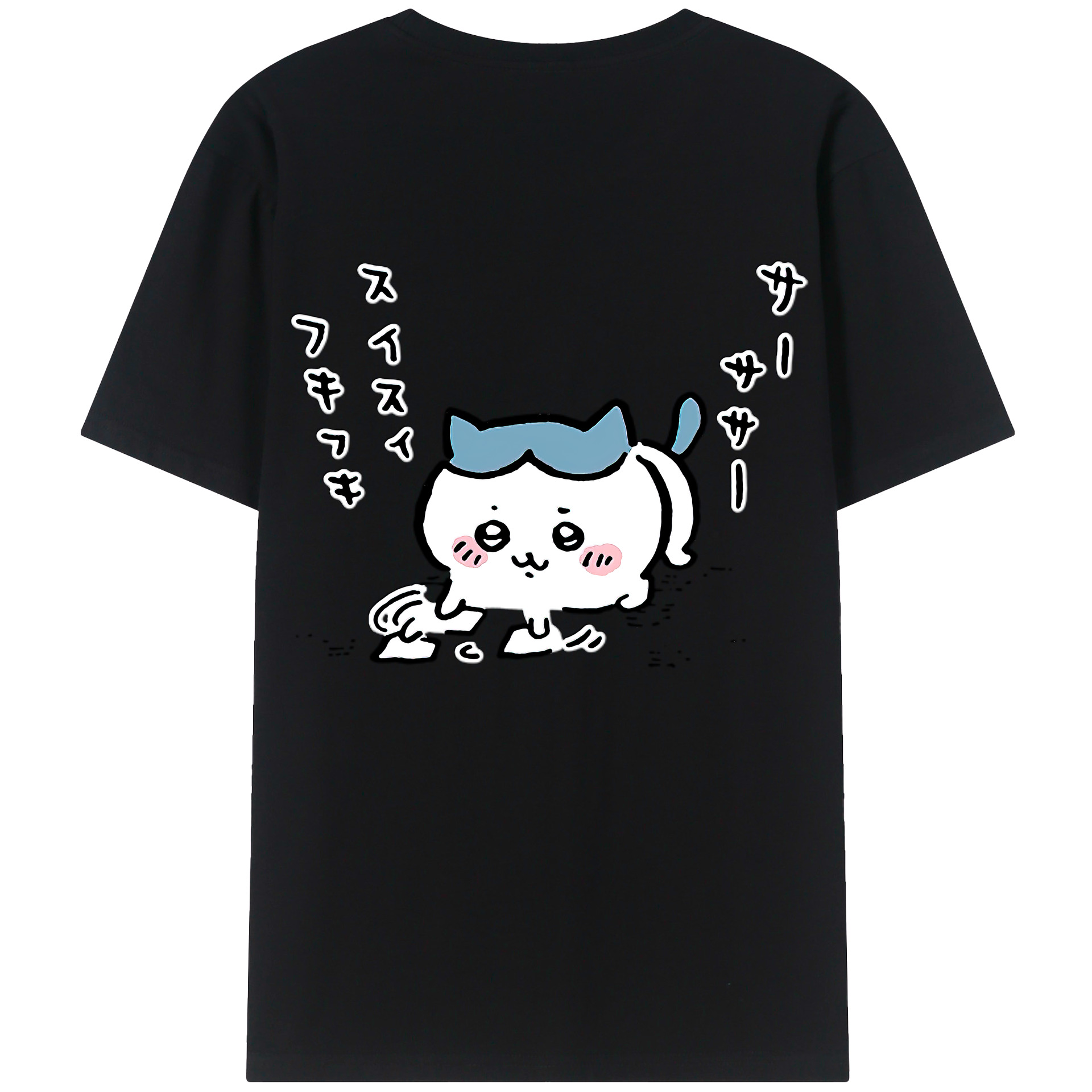 （画像用） ちいかわ ハチワレ Chii-kawa hachiware 綿100％ メンズ半袖Tシャツ（バックプリント） 通気性