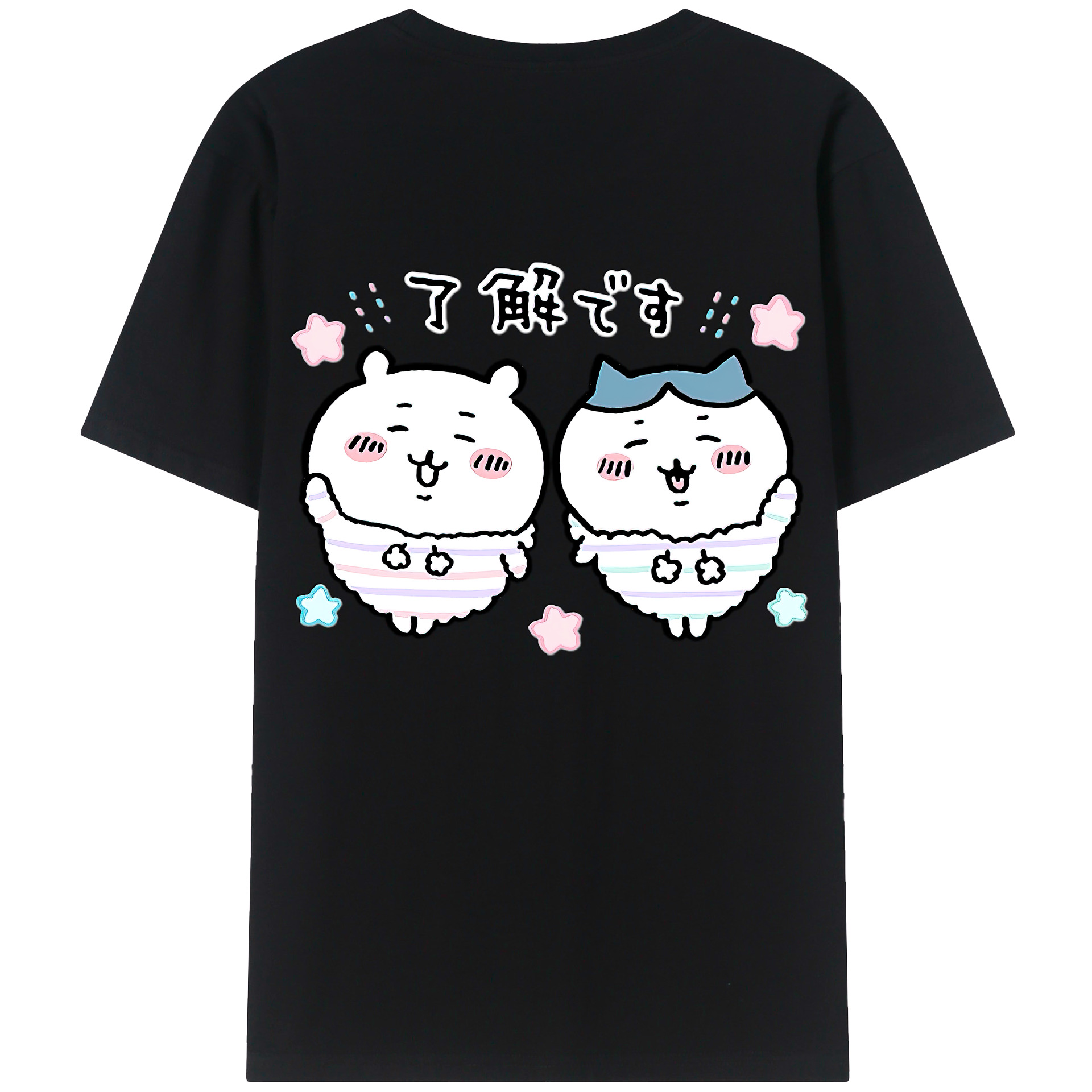 （画像用） ちいかわ ハチワレ Chii-kawa hachiware 綿100％ メンズ半袖Tシャツ（バックプリント） 通気性