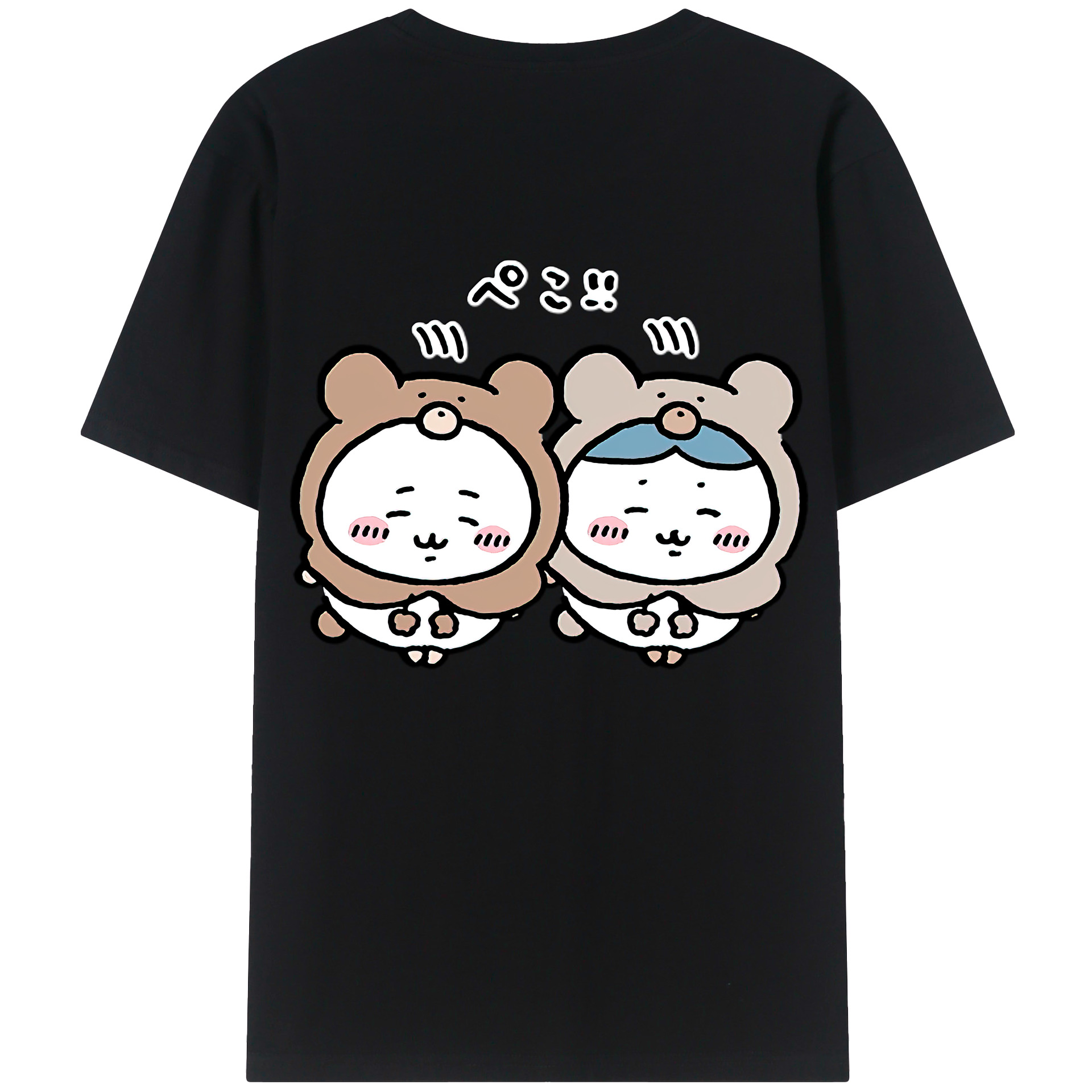 （画像用） ちいかわ ハチワレ Chii-kawa hachiware 綿100％ メンズ半袖Tシャツ（バックプリント） 通気性