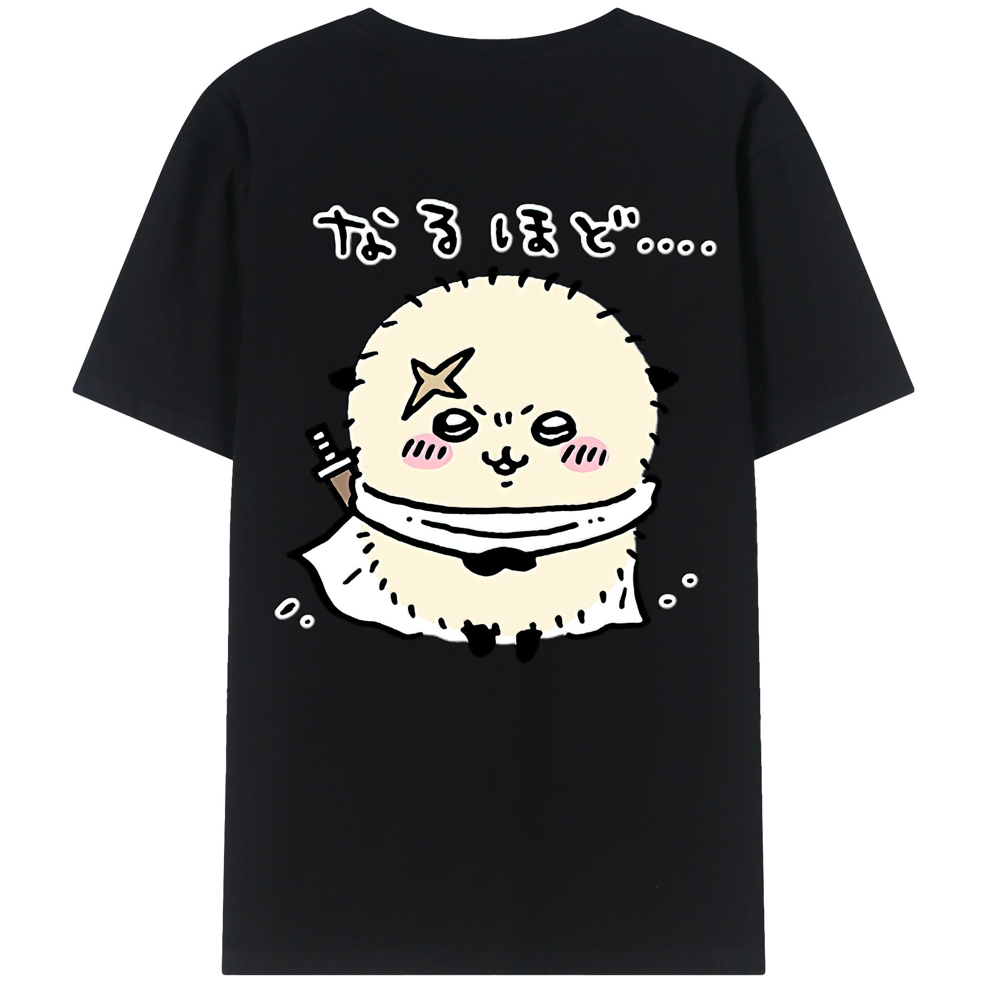 （画像用） ちいかわ ラッコ Chii-kawa Sea otter 綿100％ メンズ半袖Tシャツ（バックプリント） 通気性