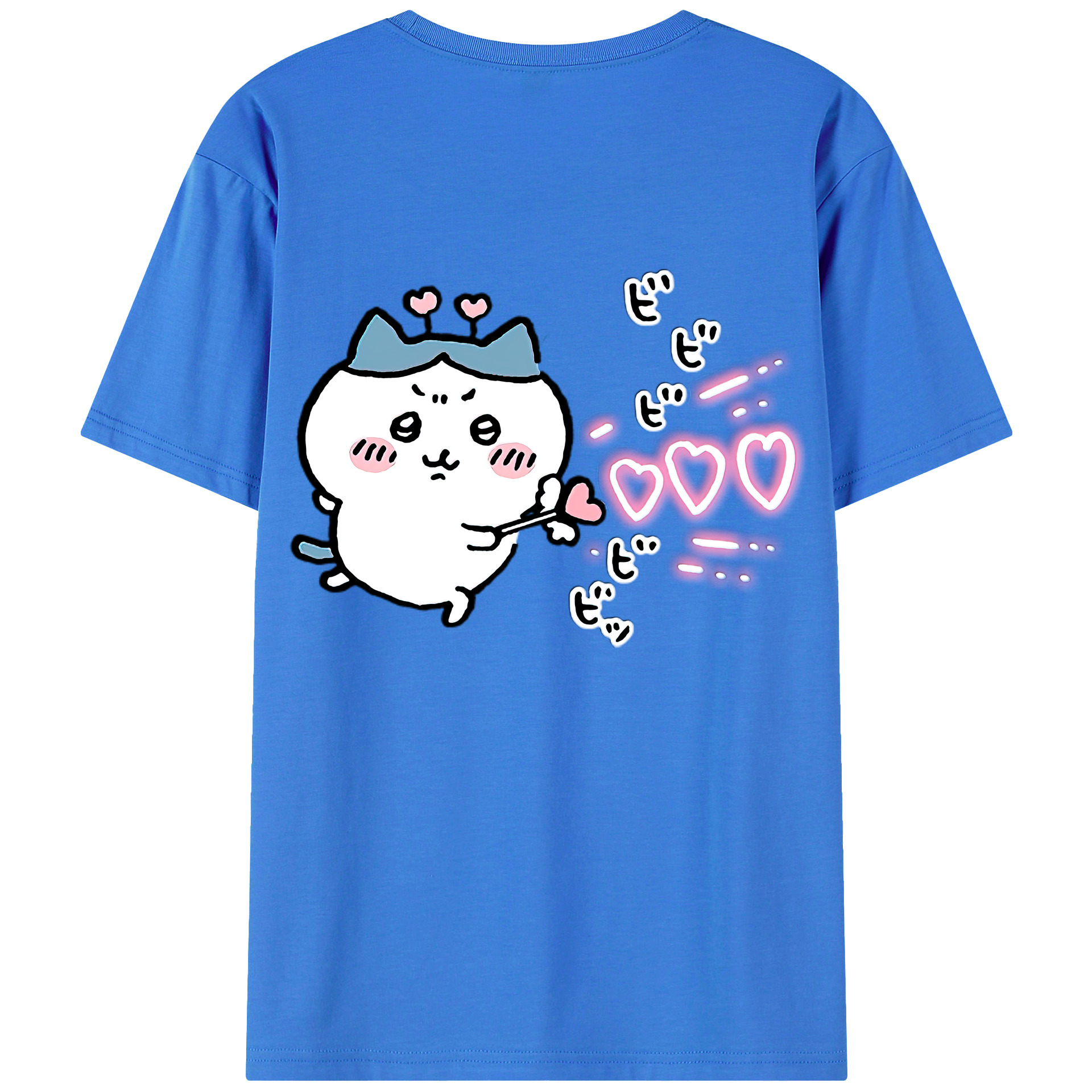 （画像用） ちいかわ ハチワレ Chii-kawa hachiware 綿100％ メンズ半袖Tシャツ（バックプリント） 通気性