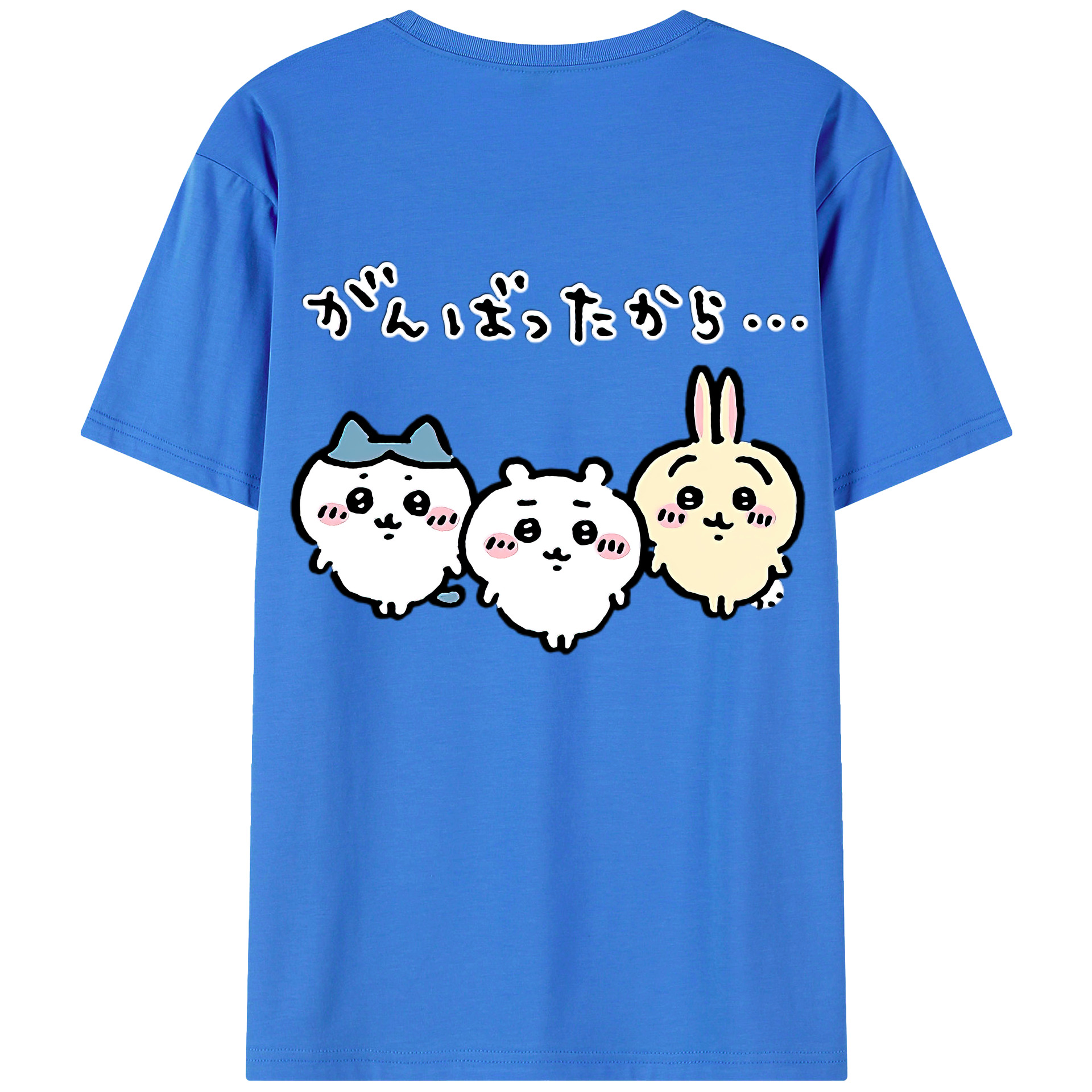 （画像用） ちいかわ ハチワレ Chii-kawa hachiware 綿100％ メンズ半袖Tシャツ（バックプリント） 通気性