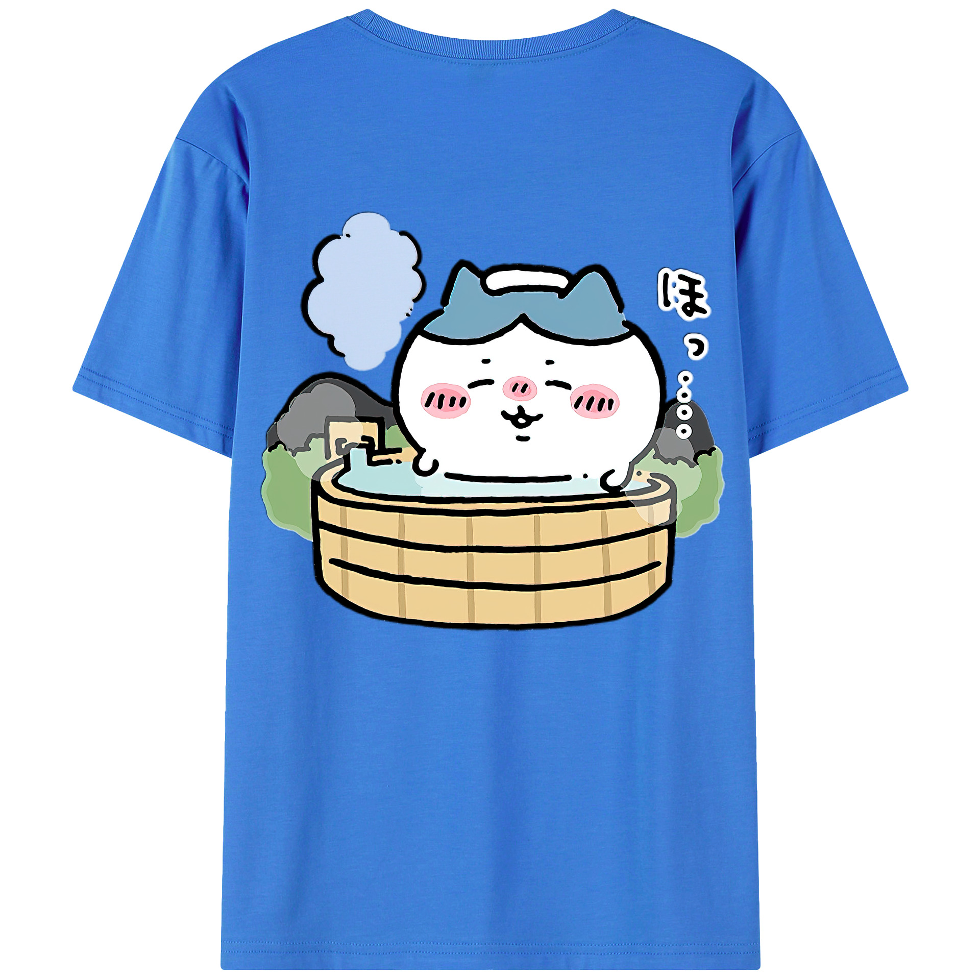 （画像用） ちいかわ ハチワレ Chii-kawa hachiware 綿100％ メンズ半袖Tシャツ（バックプリント） 通気性