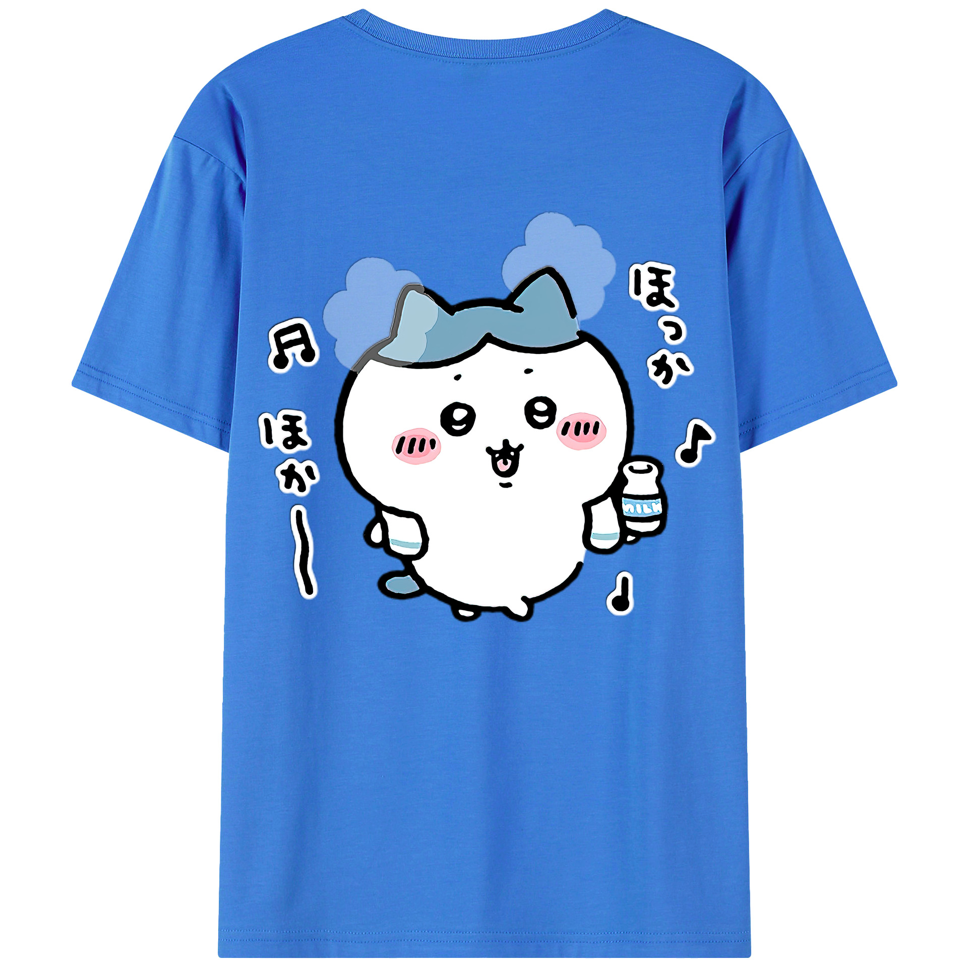 （画像用） ちいかわ ハチワレ Chii-kawa hachiware 綿100％ メンズ半袖Tシャツ（バックプリント） 通気性