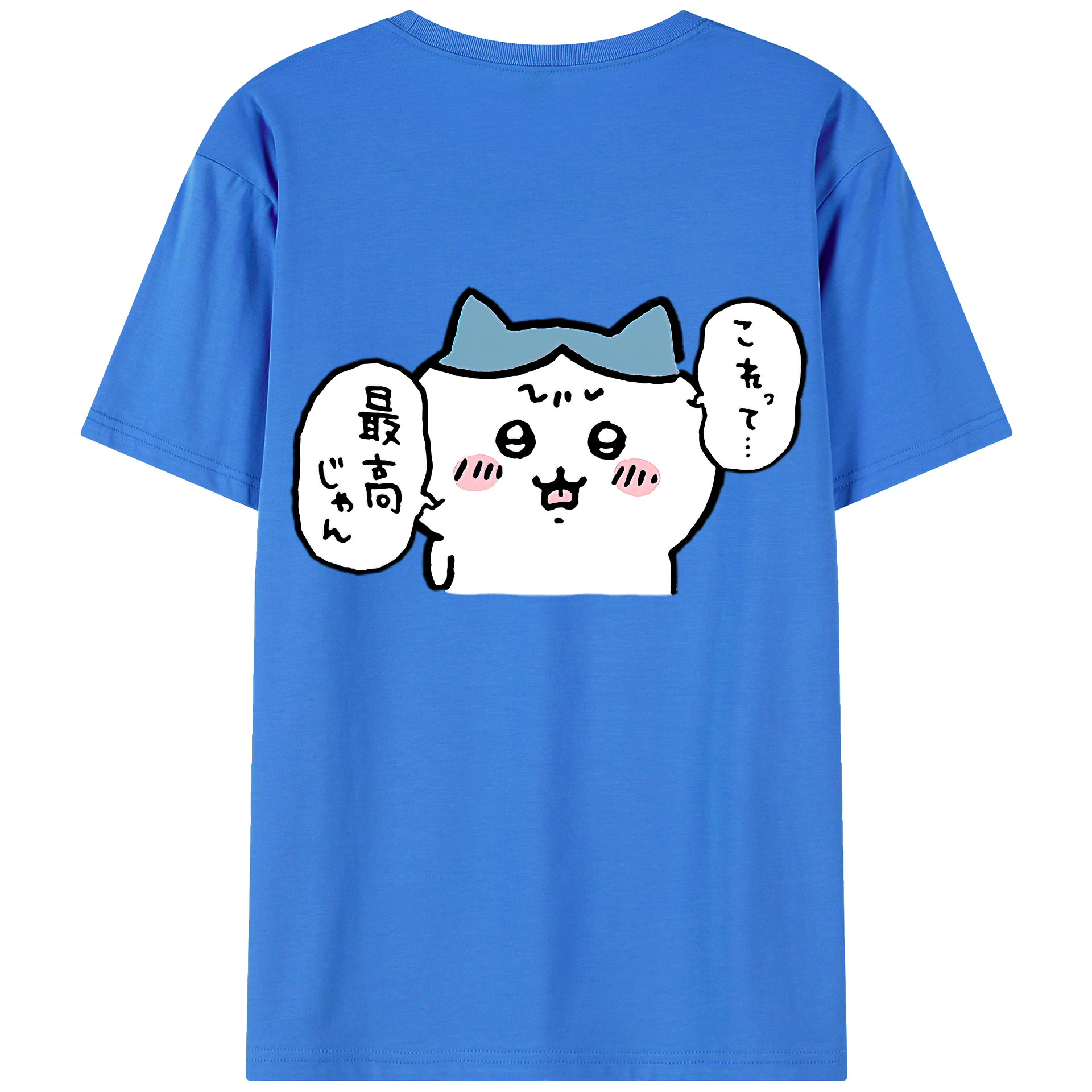 （画像用） ちいかわ ハチワレ Chii-kawa hachiware 綿100％ メンズ半袖Tシャツ（バックプリント） 通気性