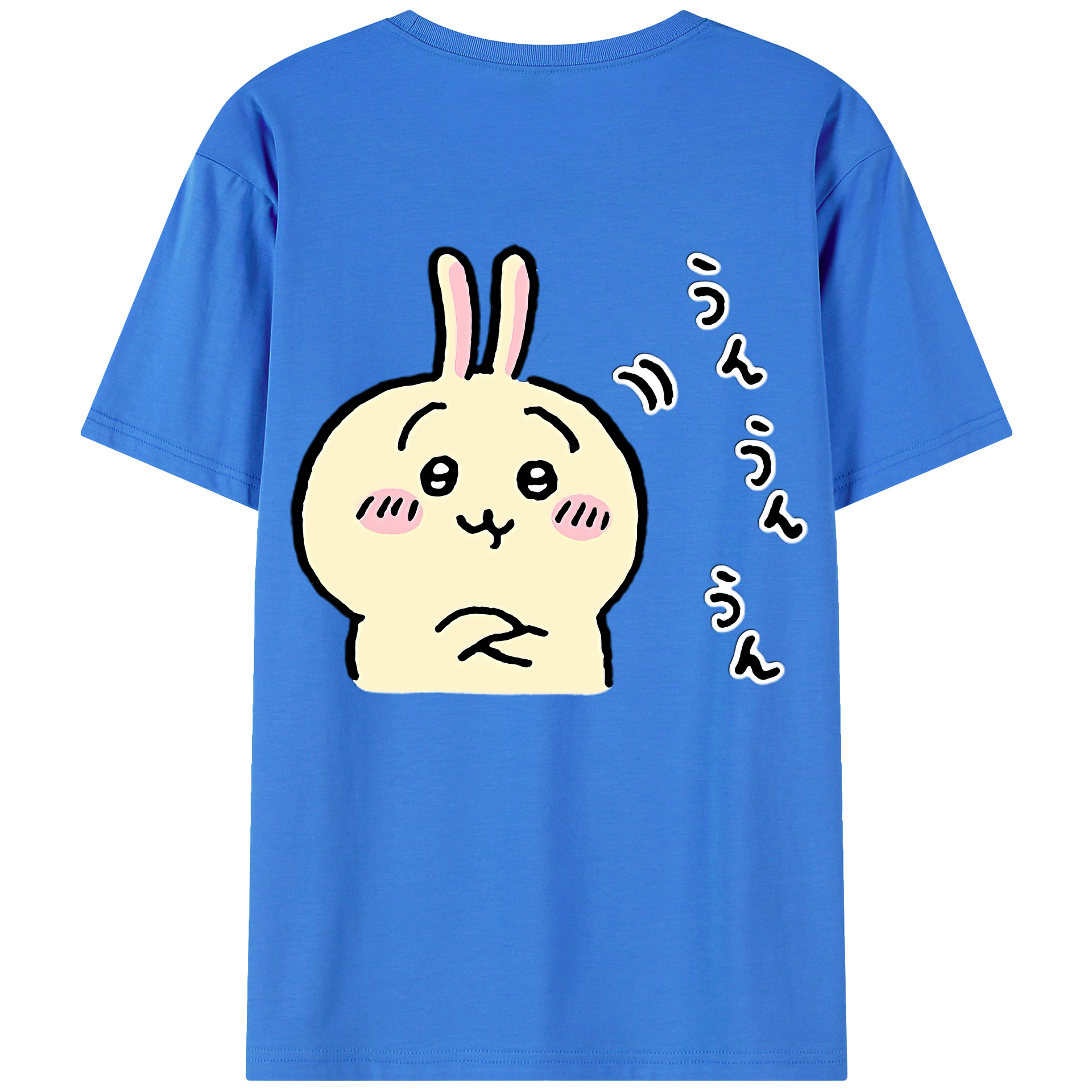 （画像用） ちいかわ うさぎ Chii-kawa usagi 綿100％ メンズ半袖Tシャツ（バックプリント） 通気性