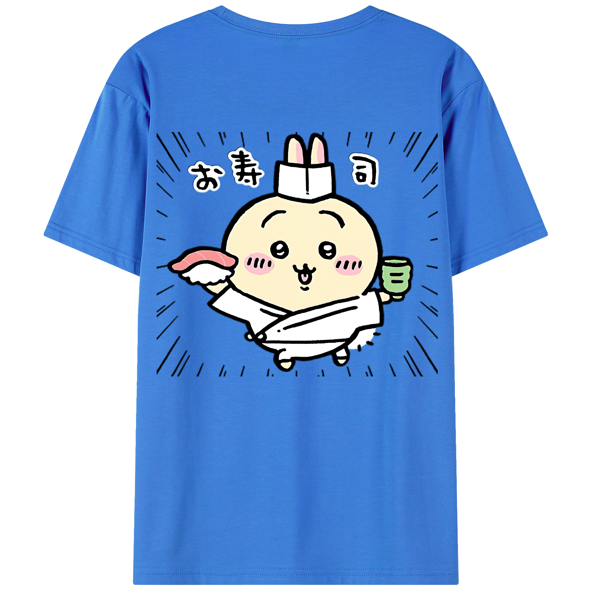 （画像用） ちいかわ うさぎ Chii-kawa usagi 綿100％ メンズ半袖Tシャツ（バックプリント） 通気性