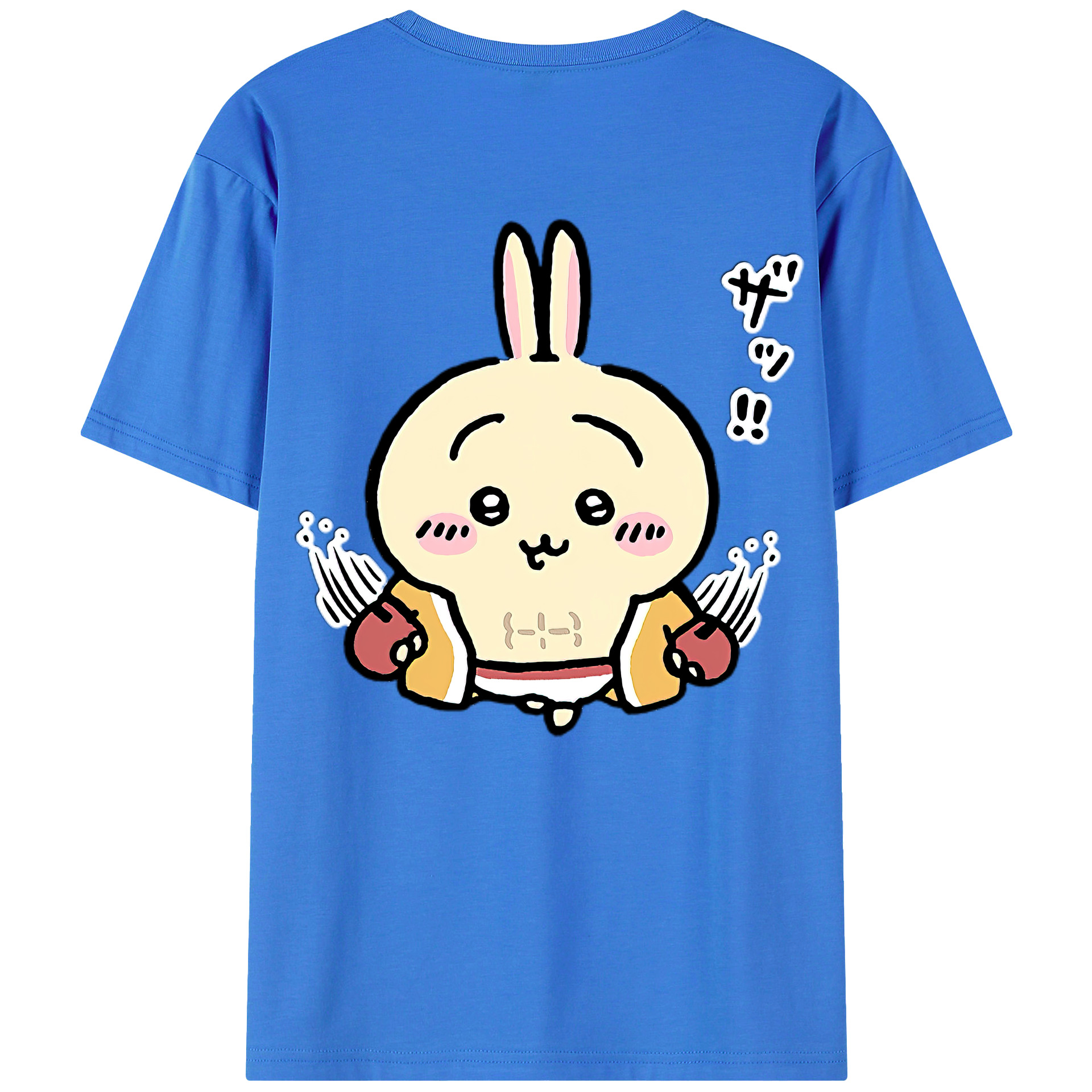（画像用） ちいかわ うさぎ Chii-kawa usagi 綿100％ メンズ半袖Tシャツ（バックプリント） 通気性