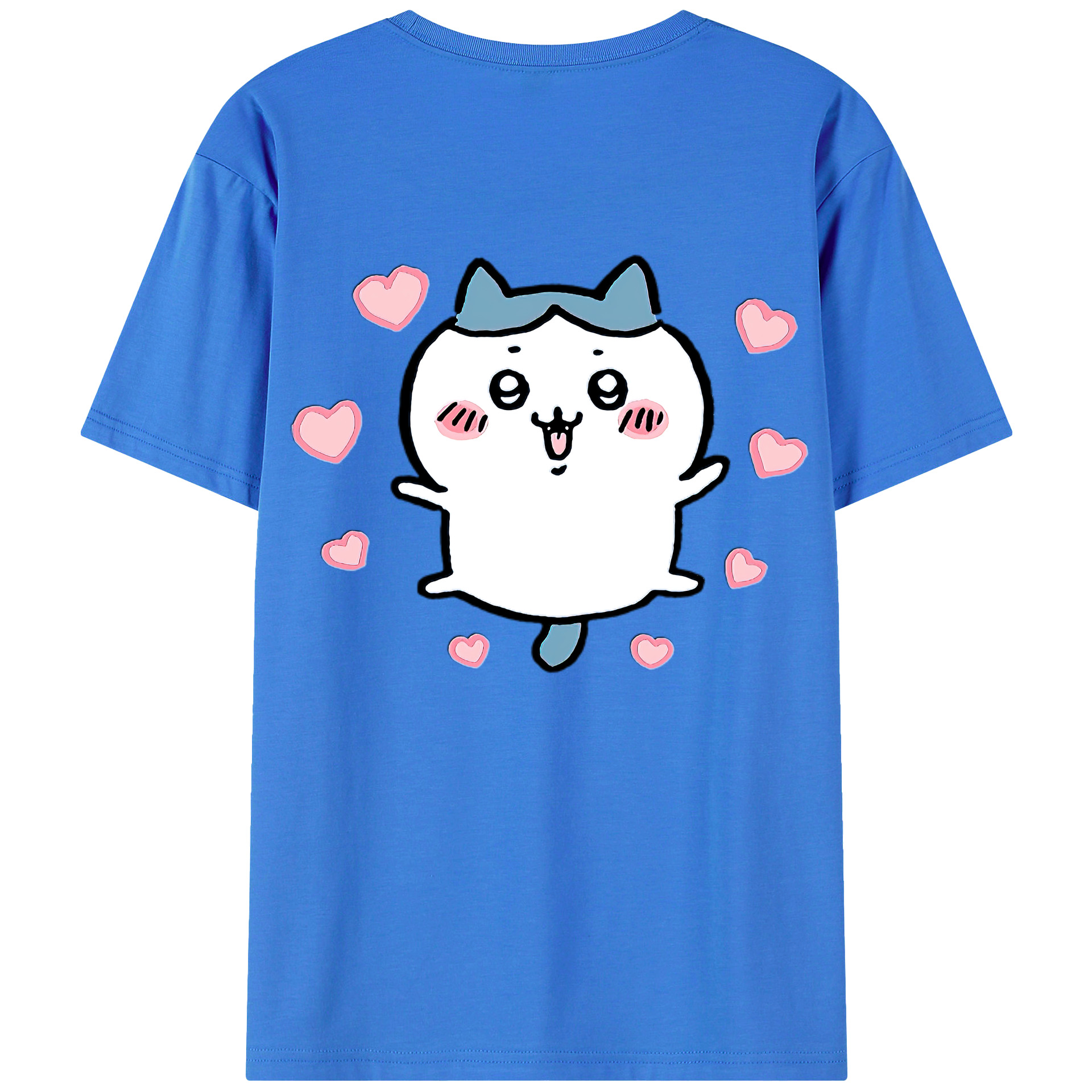 （画像用） ちいかわ ハチワレ Chii-kawa hachiware 綿100％ メンズ半袖Tシャツ（バックプリント） 通気性