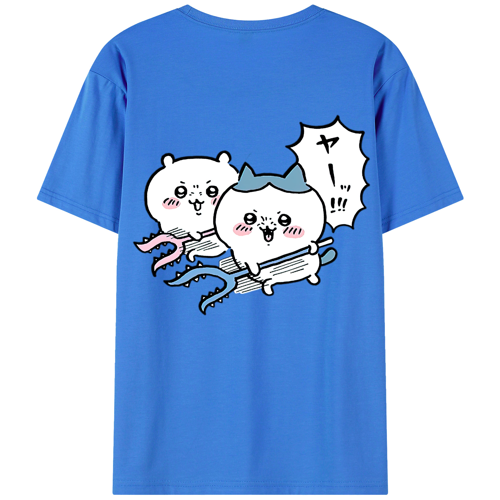 （画像用） ちいかわ ハチワレ Chii-kawa hachiware 綿100％ メンズ半袖Tシャツ（バックプリント） 通気性