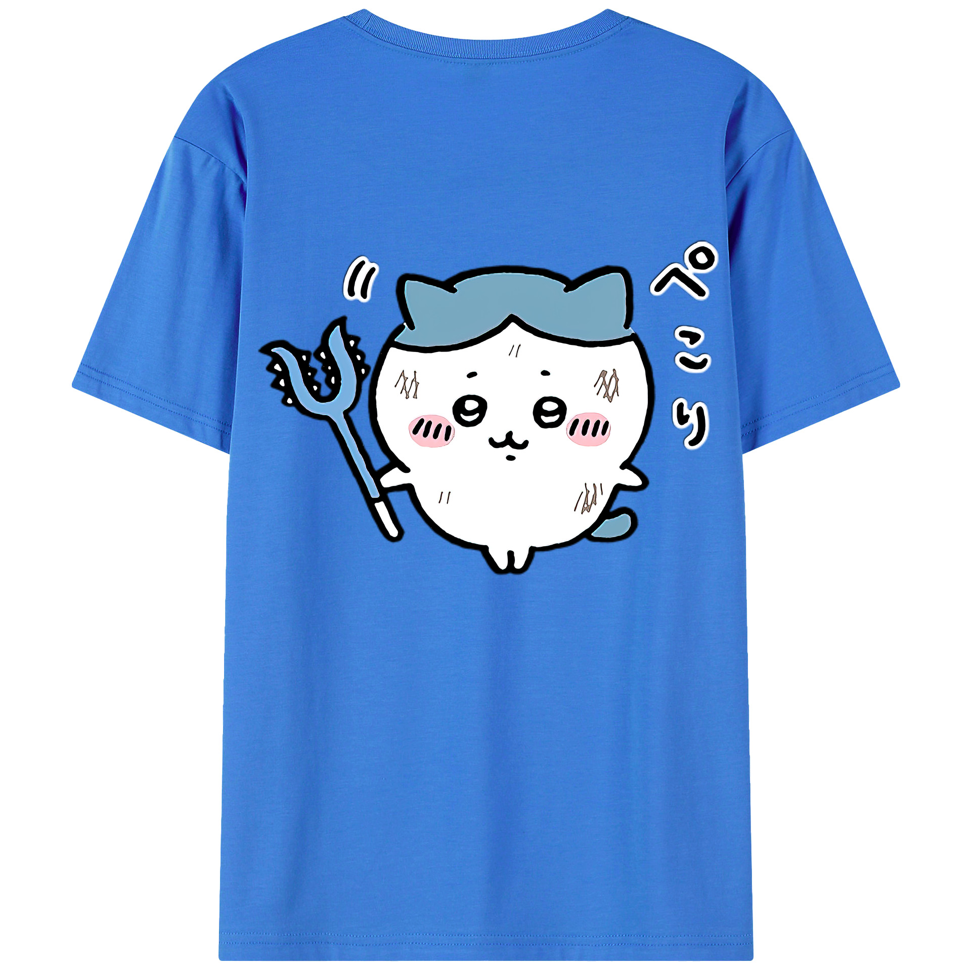 （画像用） ちいかわ ハチワレ Chii-kawa hachiware 綿100％ メンズ半袖Tシャツ（バックプリント） 通気性