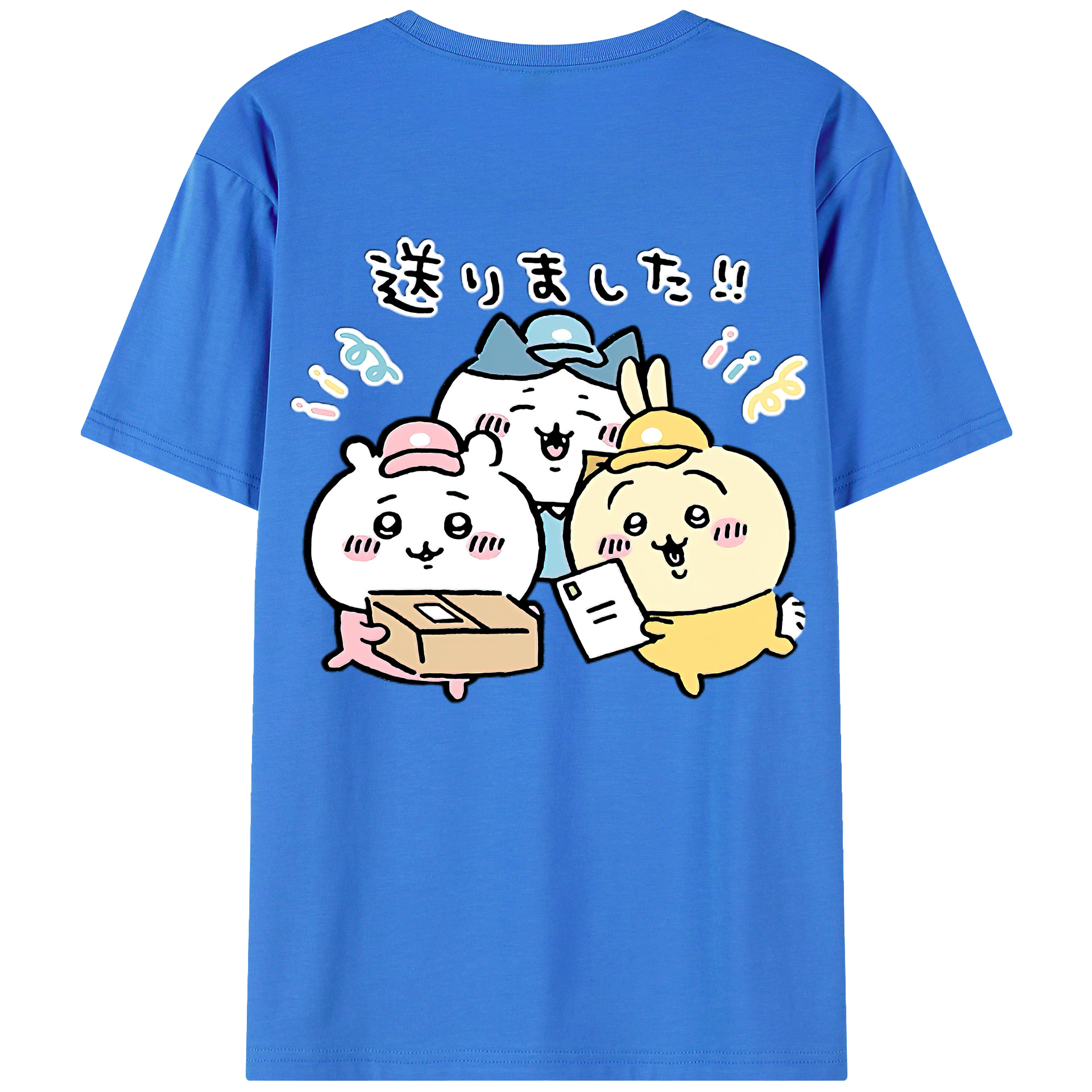 （画像用） ちいかわ ハチワレ Chii-kawa hachiware 綿100％ メンズ半袖Tシャツ（バックプリント） 通気性