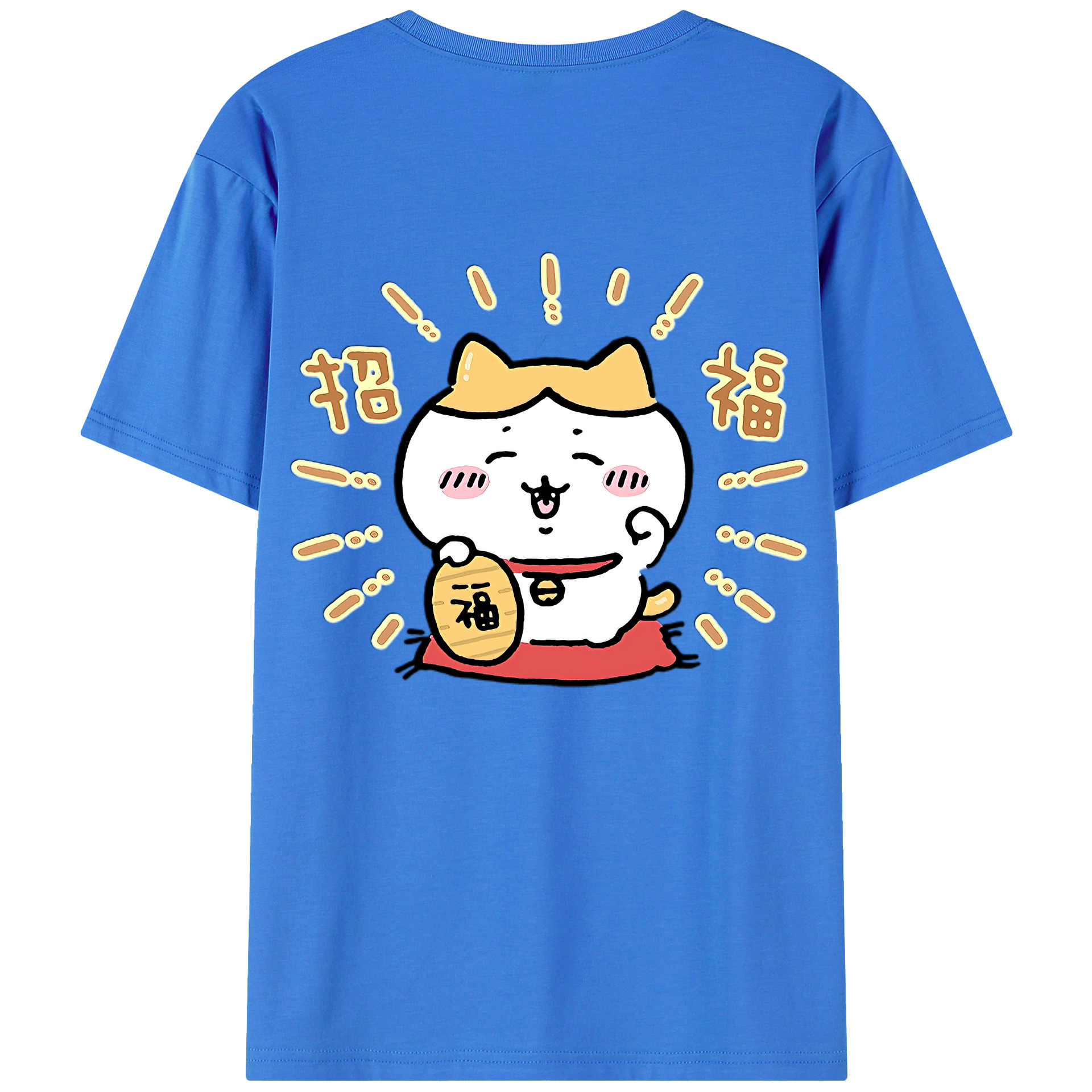 （画像用） ちいかわ ハチワレ Chii-kawa hachiware 綿100％ メンズ半袖Tシャツ（バックプリント） 通気性