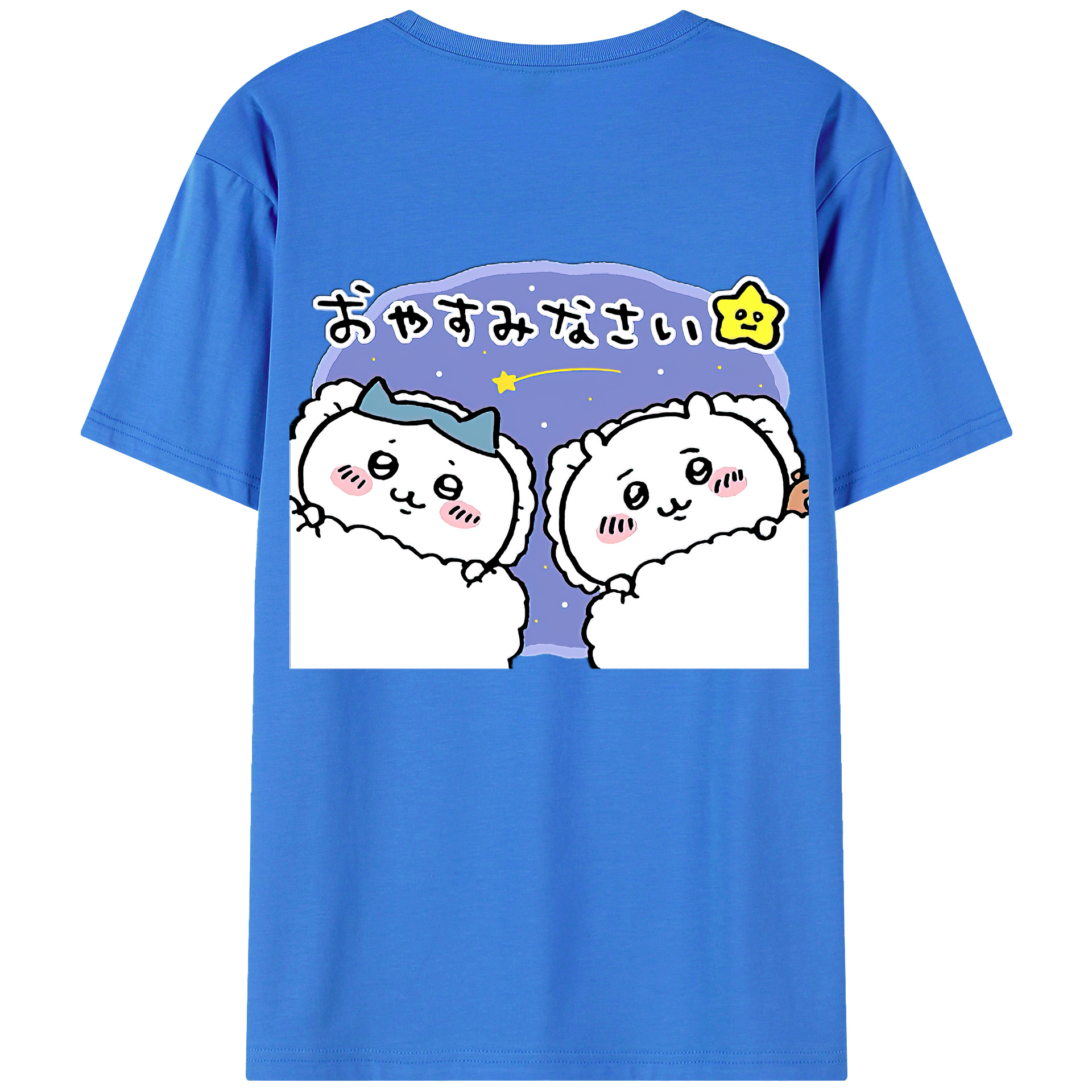 （画像用） ちいかわ ハチワレ Chii-kawa hachiware 綿100％ メンズ半袖Tシャツ（バックプリント） 通気性