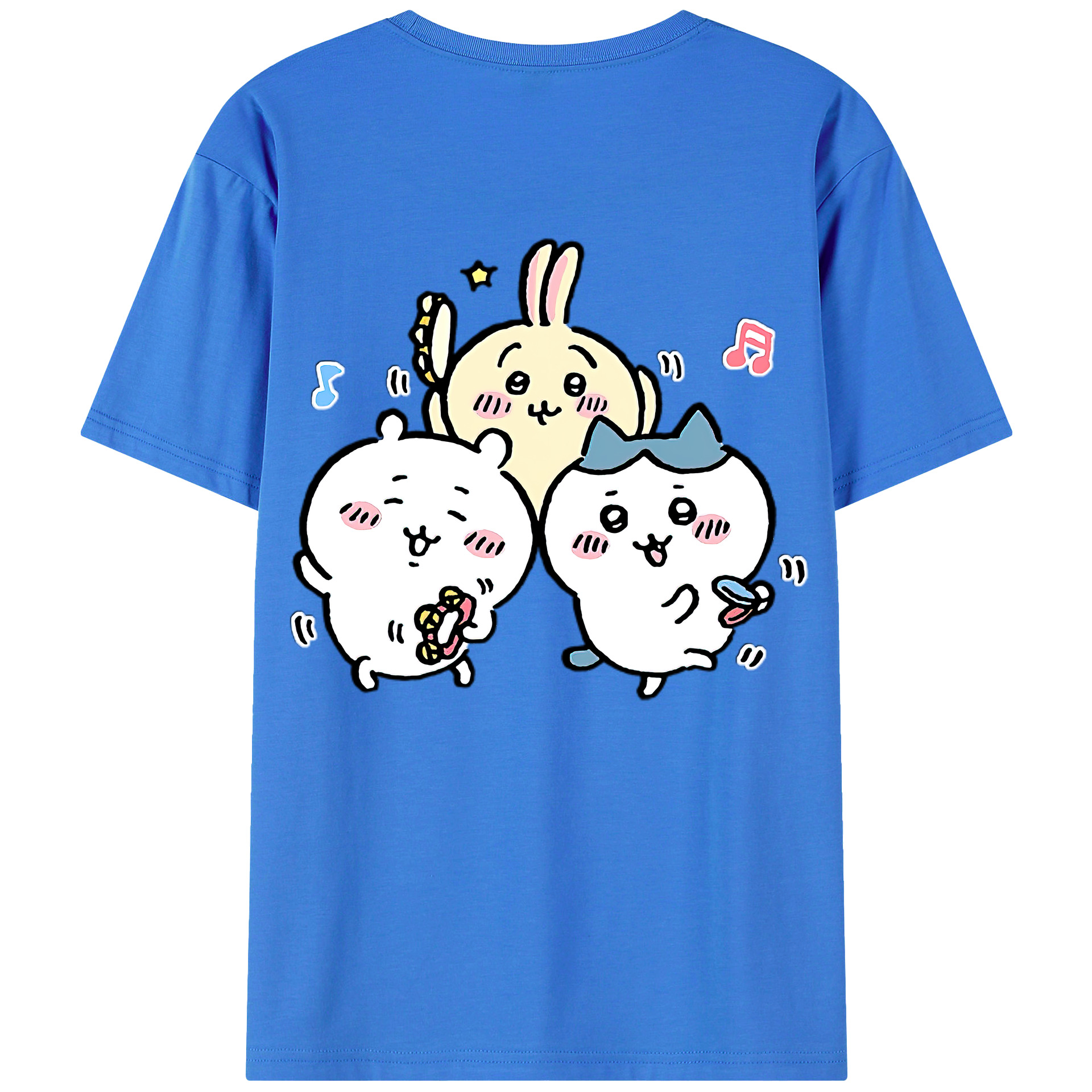 （画像用） ちいかわ ハチワレ Chii-kawa hachiware 綿100％ メンズ半袖Tシャツ（バックプリント） 通気性