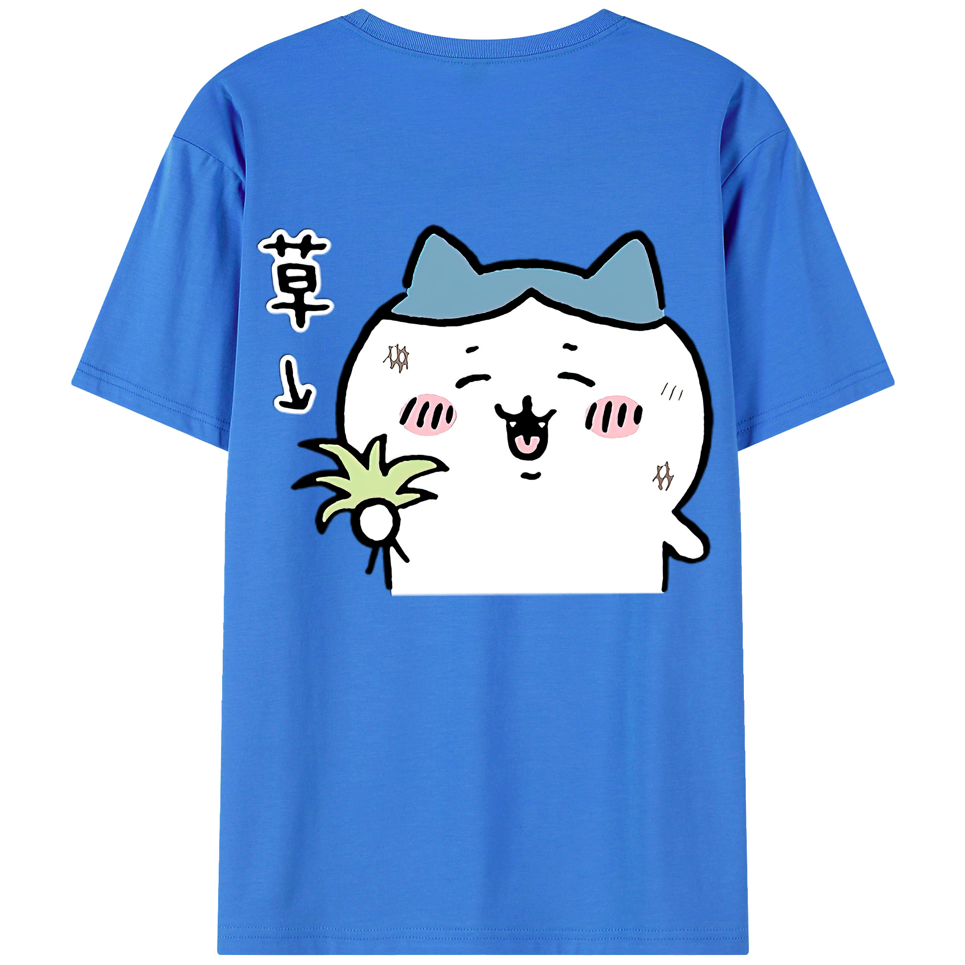 （画像用） ちいかわ ハチワレ Chii-kawa hachiware 綿100％ メンズ半袖Tシャツ（バックプリント） 通気性