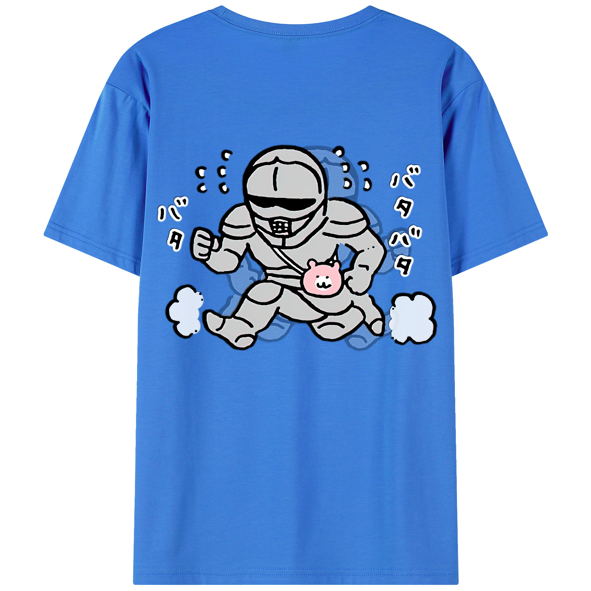 （画像用） ちいかわ 労働の鎧さん Chii-kawa Mr. Armor of Labor 綿100％ メンズ半袖Tシャツ（バックプリント） 通気性