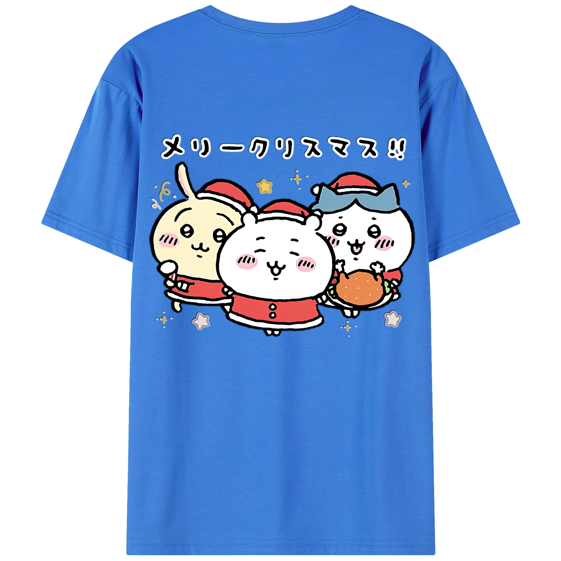 （画像用） ちいかわ ハチワレ Chii-kawa hachiware 綿100％ メンズ半袖Tシャツ（バックプリント） 通気性