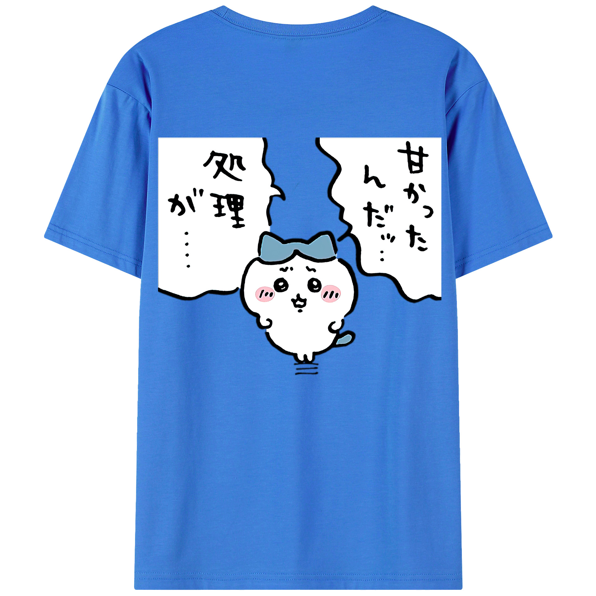 （画像用） ちいかわ ハチワレ Chii-kawa hachiware 綿100％ メンズ半袖Tシャツ（バックプリント） 通気性