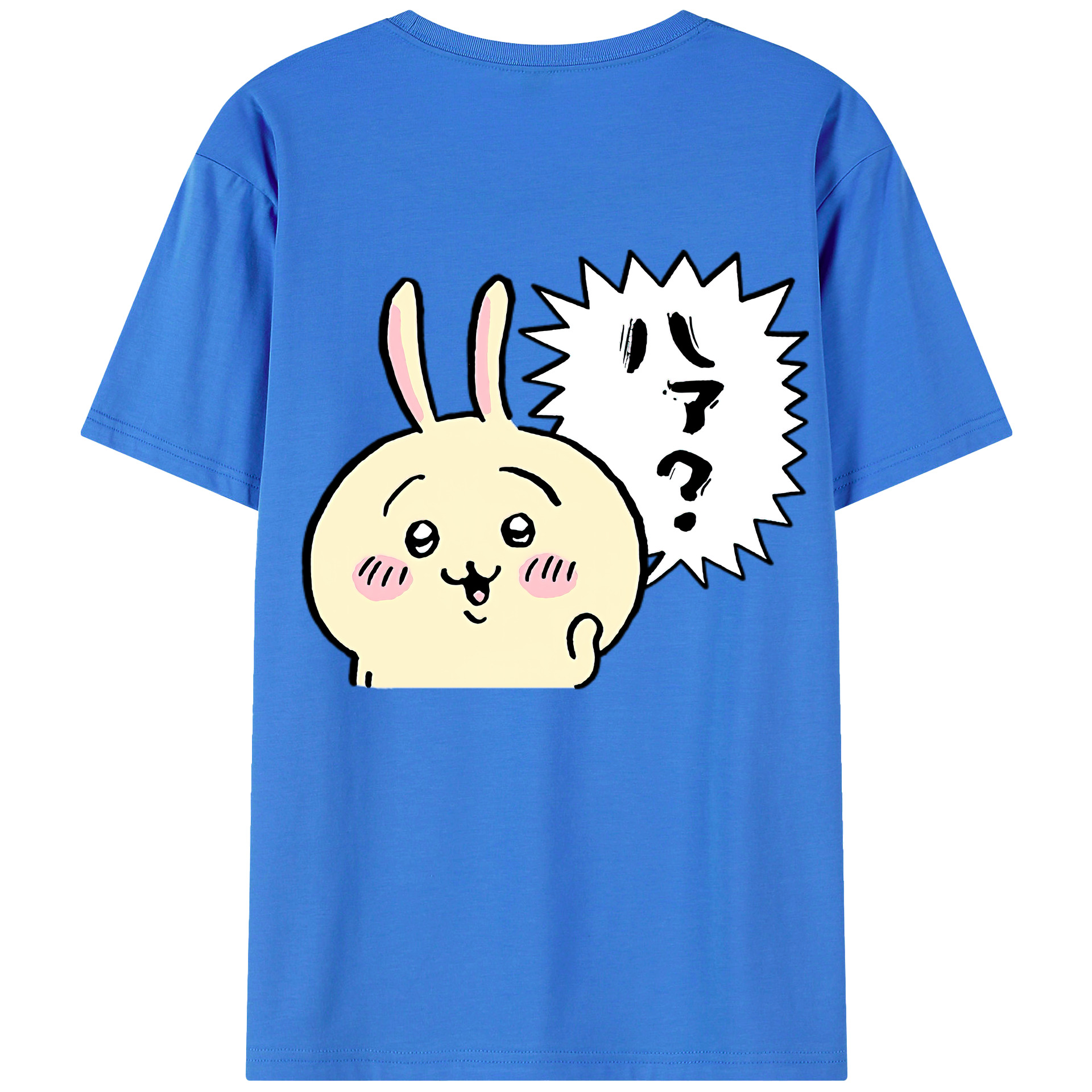（画像用） ちいかわ うさぎ Chii-kawa usagi 綿100％ メンズ半袖Tシャツ（バックプリント） 通気性
