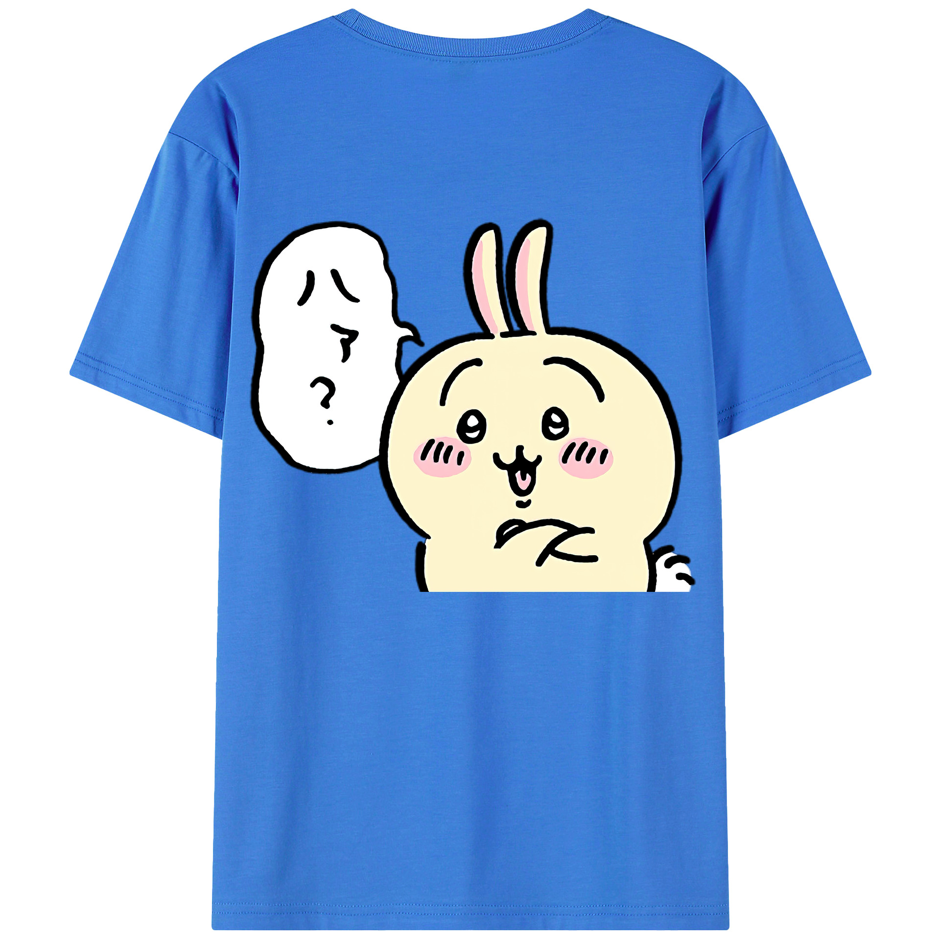 （画像用） ちいかわ うさぎ Chii-kawa usagi 綿100％ メンズ半袖Tシャツ（バックプリント） 通気性