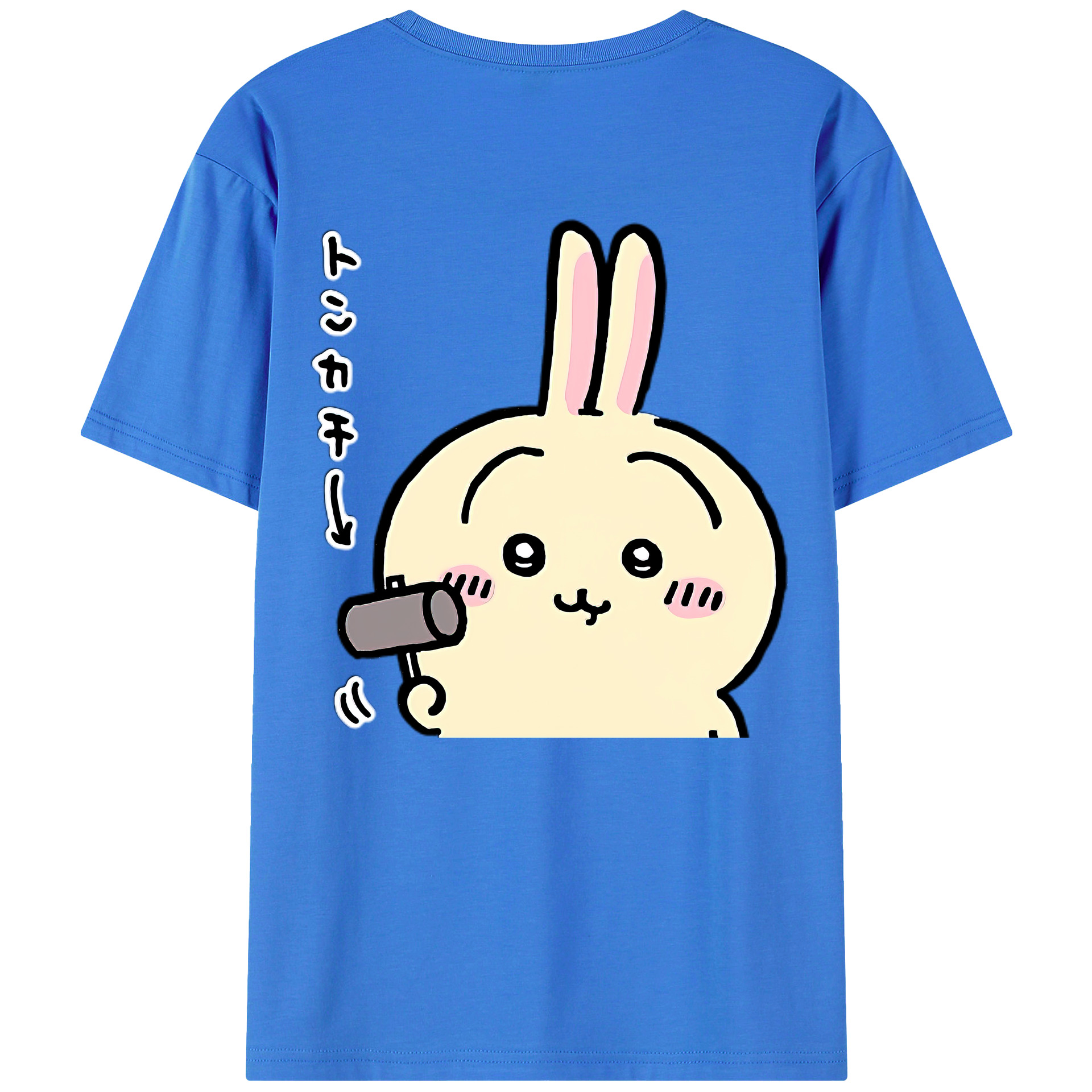 （画像用） ちいかわ うさぎ Chii-kawa usagi 綿100％ メンズ半袖Tシャツ（バックプリント） 通気性