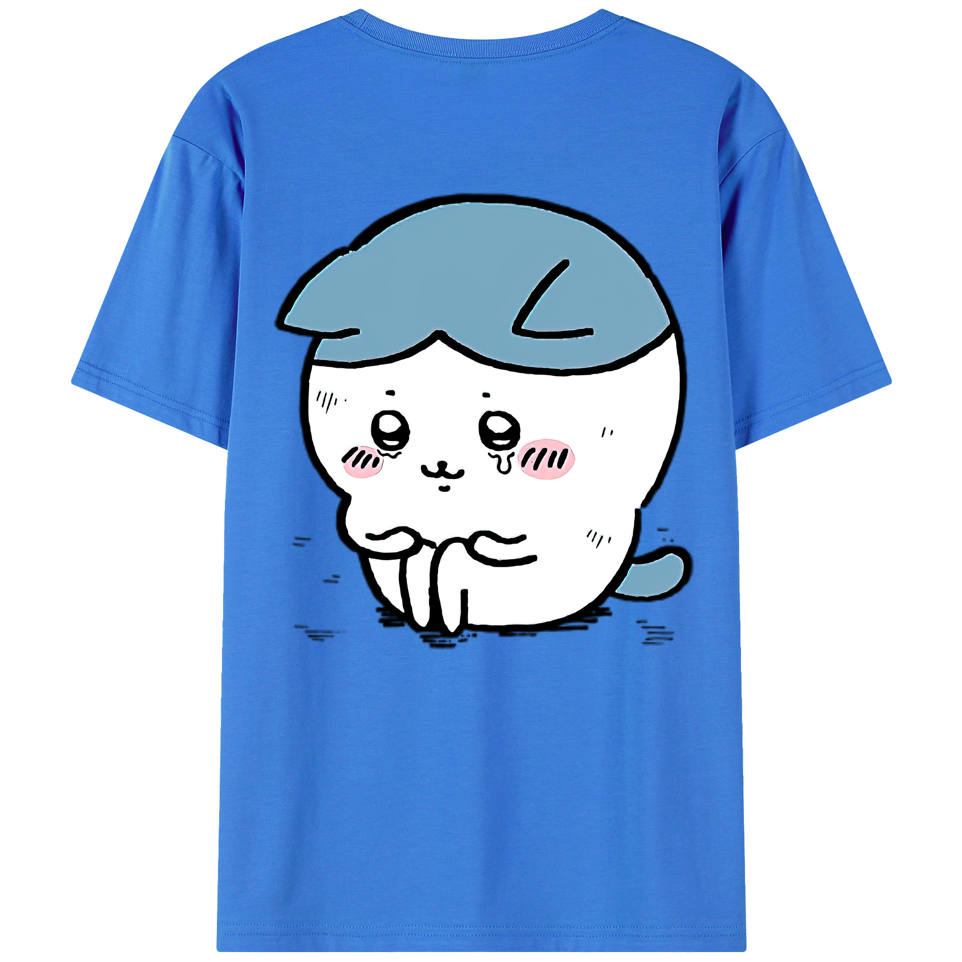 （画像用） ちいかわ ハチワレ Chii-kawa hachiware 綿100％ メンズ半袖Tシャツ（バックプリント） 通気性