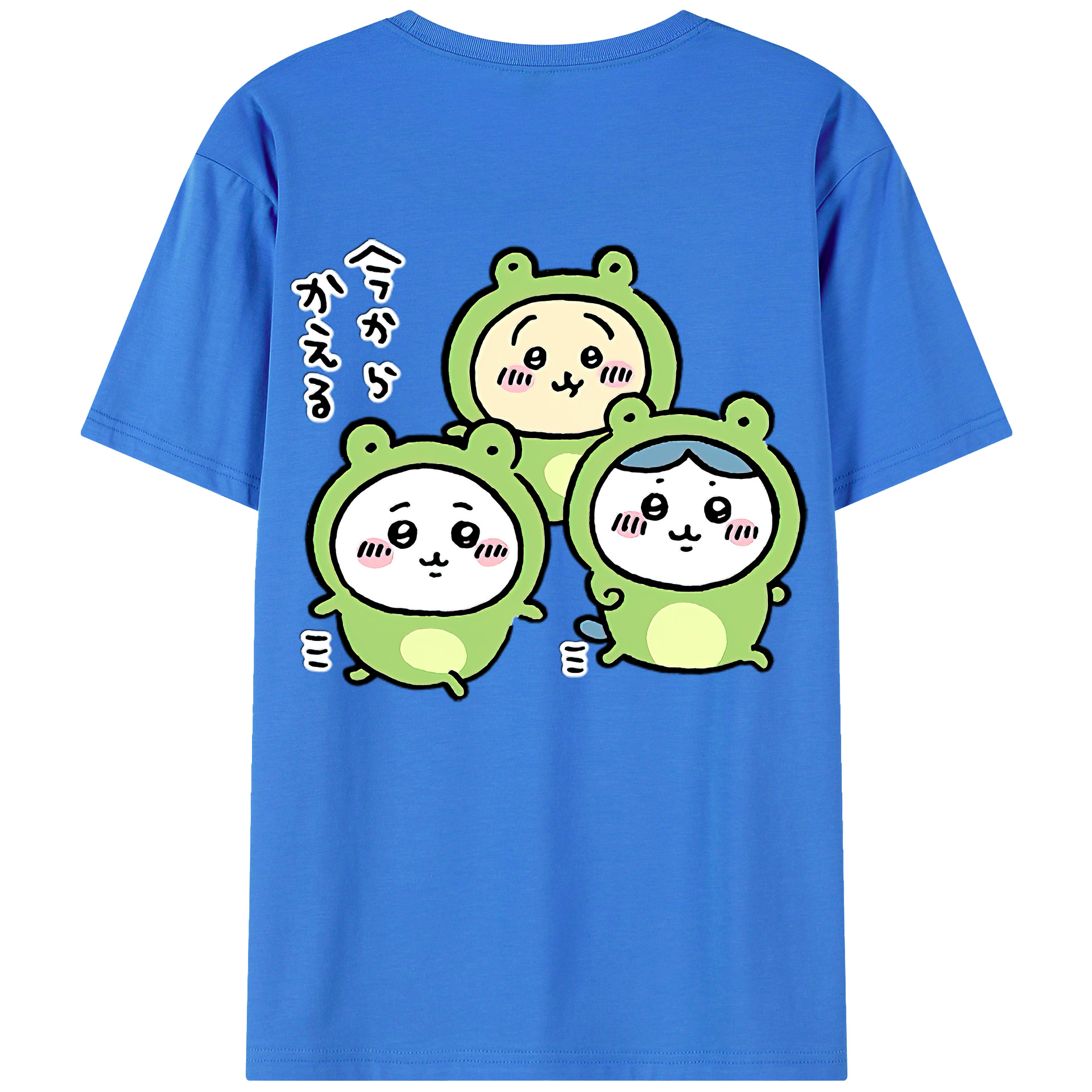 （画像用） ちいかわ ハチワレ Chii-kawa hachiware 綿100％ メンズ半袖Tシャツ（バックプリント） 通気性