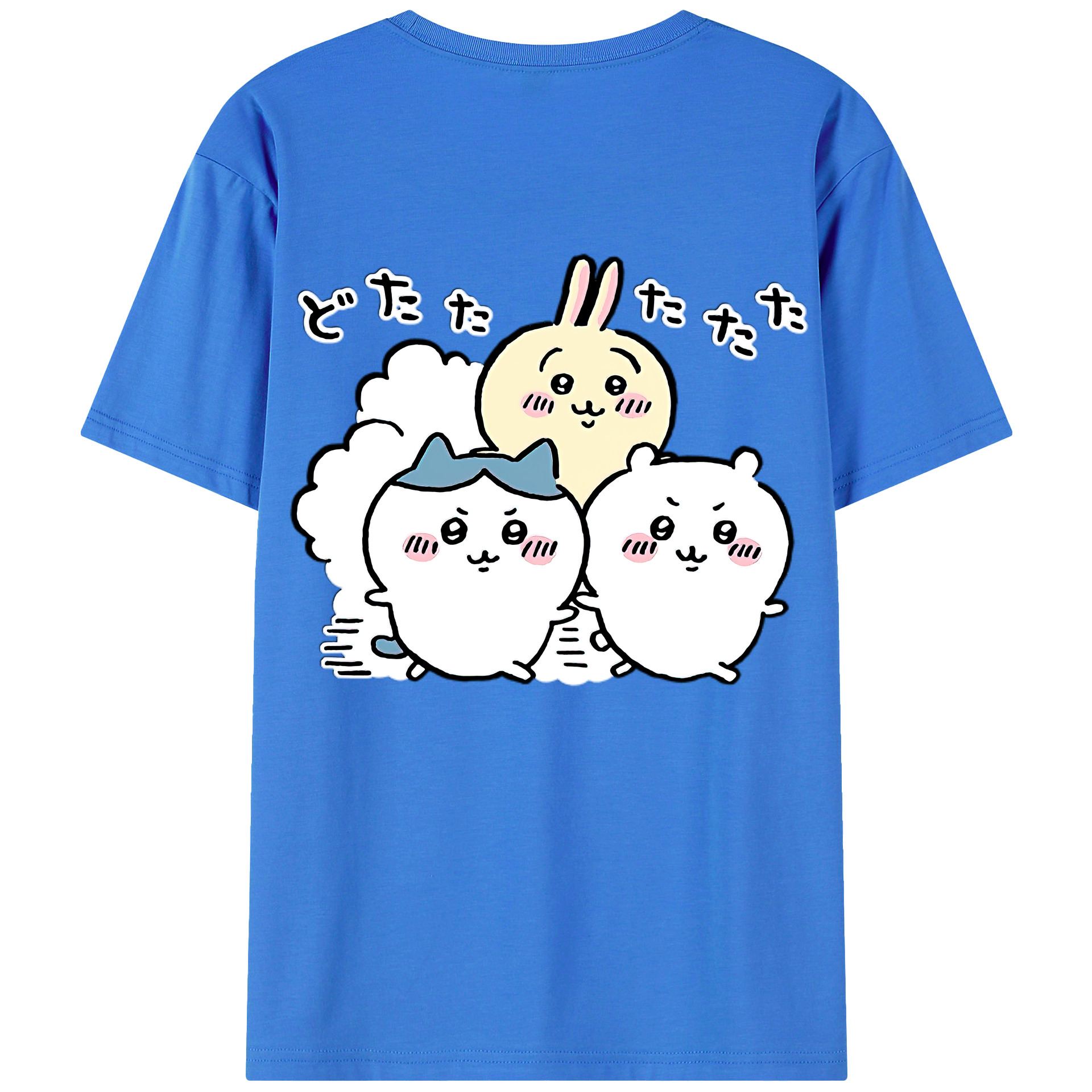 （画像用） ちいかわ ハチワレ Chii-kawa hachiware 綿100％ メンズ半袖Tシャツ（バックプリント） 通気性