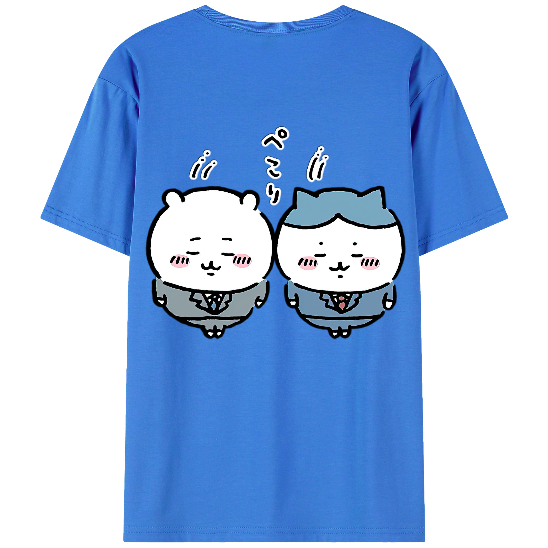 （画像用） ちいかわ ハチワレ Chii-kawa hachiware 綿100％ メンズ半袖Tシャツ（バックプリント） 通気性