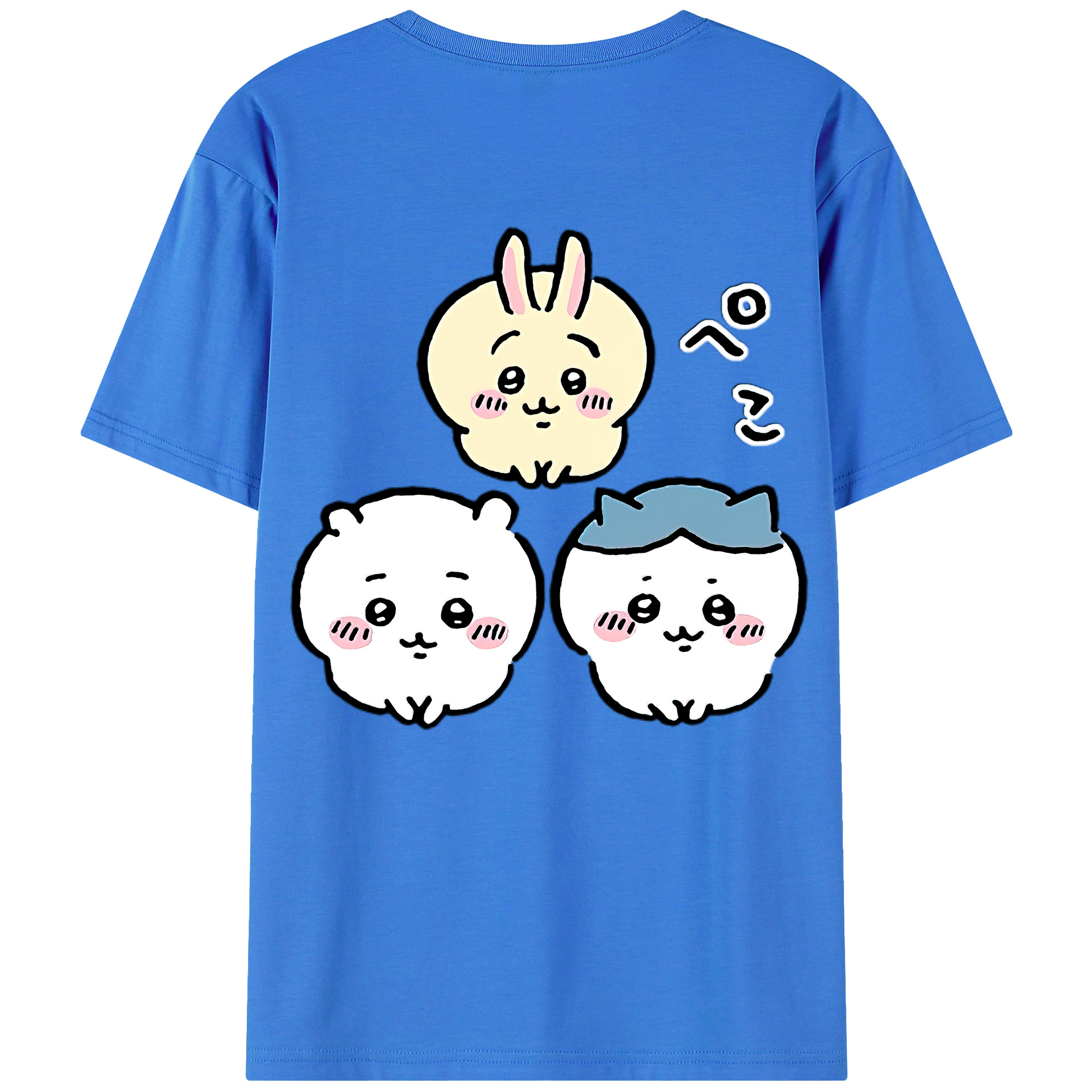 （画像用） ちいかわ うさぎ Chii-kawa usagi 綿100％ メンズ半袖Tシャツ（バックプリント） 通気性
