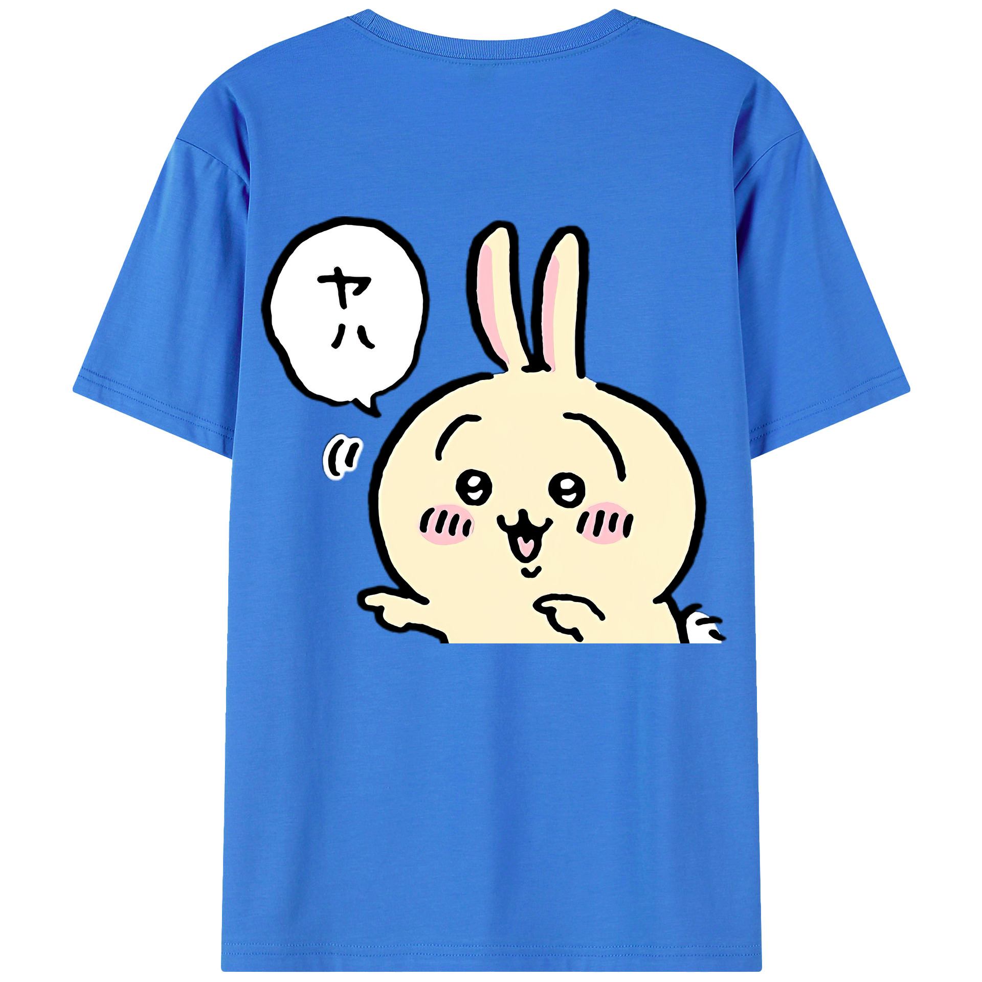 （画像用） ちいかわ うさぎ Chii-kawa usagi 綿100％ メンズ半袖Tシャツ（バックプリント） 通気性