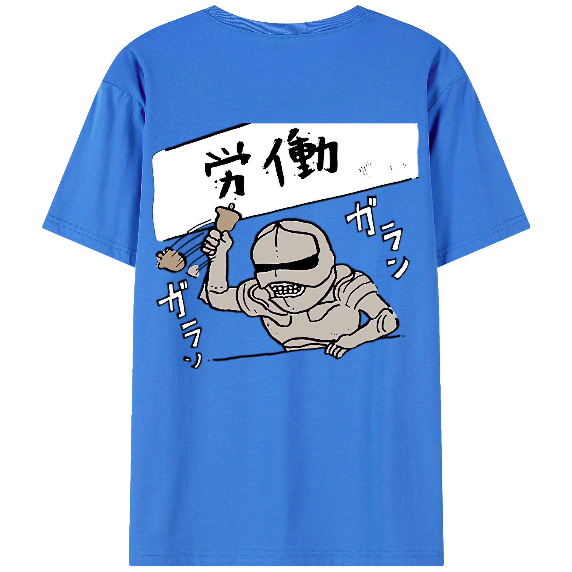 （画像用） ちいかわ 労働の鎧さん Chii-kawa Mr. Armor of Labor 綿100％ メンズ半袖Tシャツ（バックプリント） 通気性