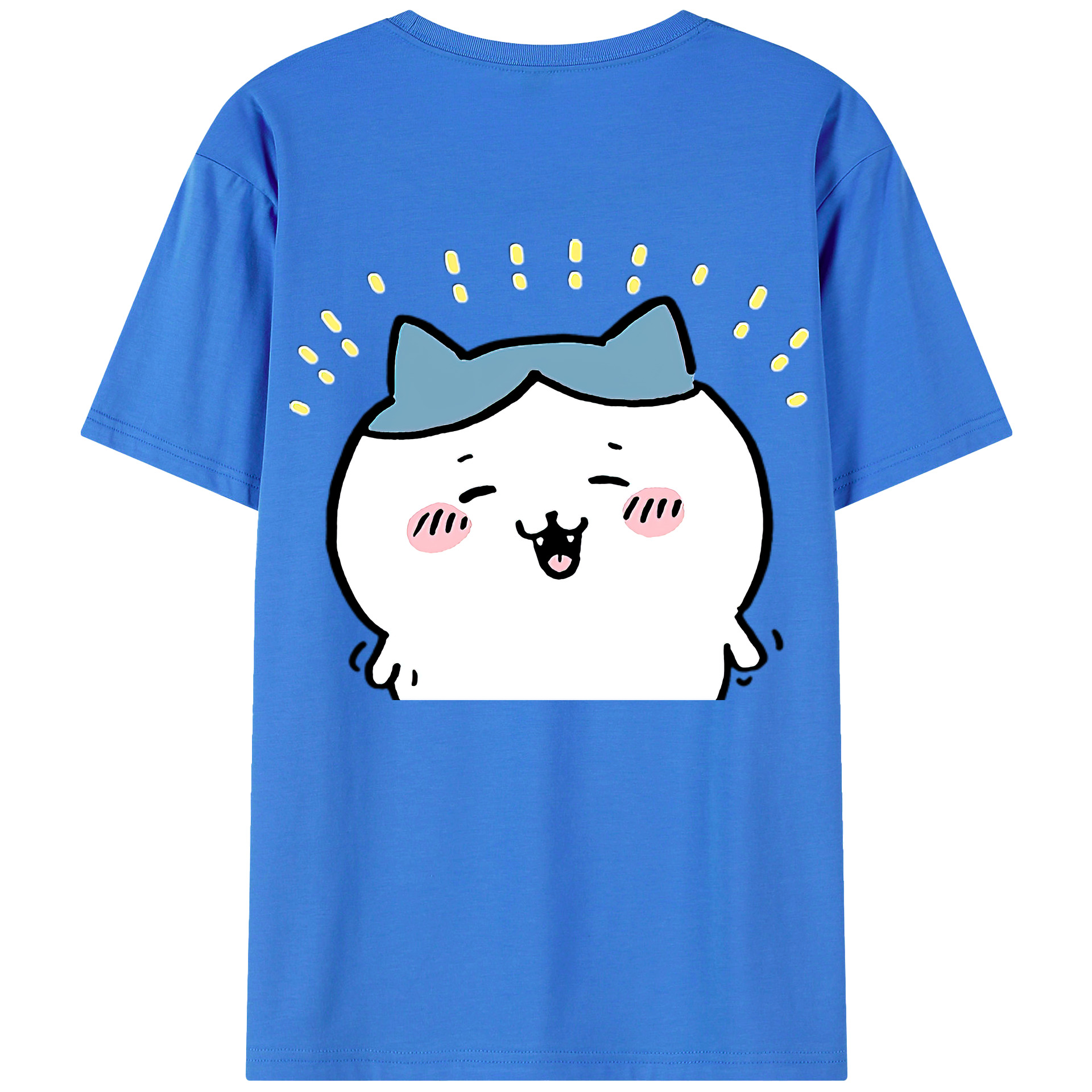 （画像用） ちいかわ ハチワレ Chii-kawa hachiware 綿100％ メンズ半袖Tシャツ（バックプリント） 通気性