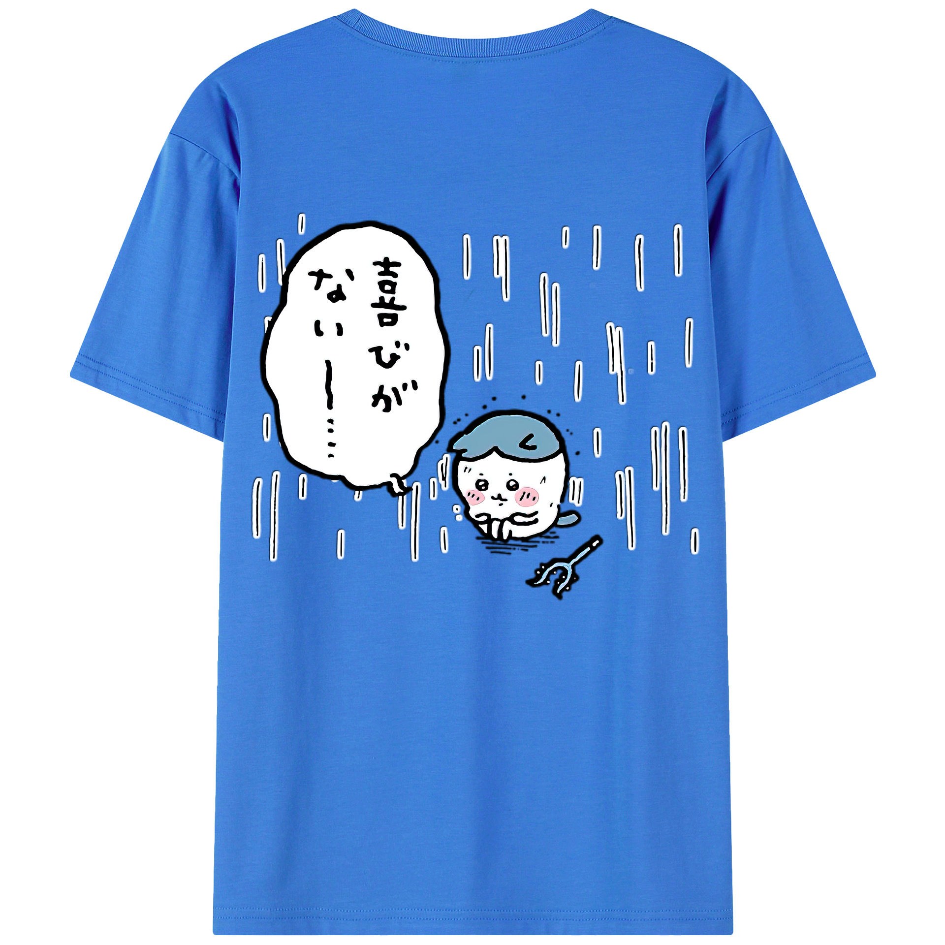 （画像用） ちいかわ ハチワレ Chii-kawa hachiware 綿100％ メンズ半袖Tシャツ（バックプリント） 通気性