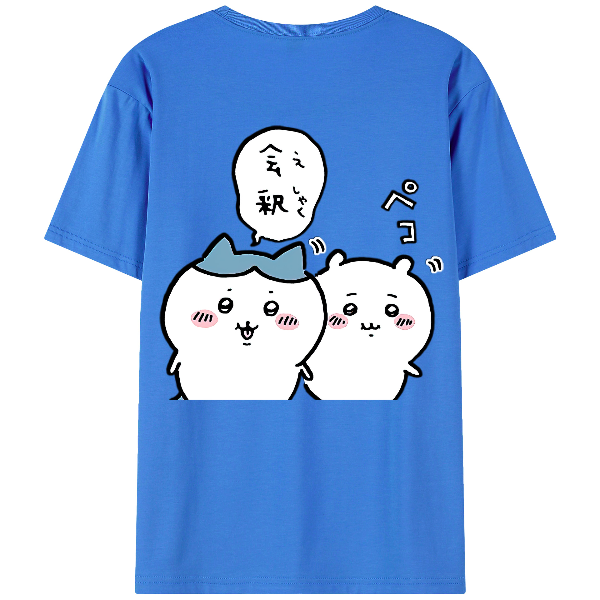 （画像用） ちいかわ ハチワレ Chii-kawa hachiware 綿100％ メンズ半袖Tシャツ（バックプリント） 通気性