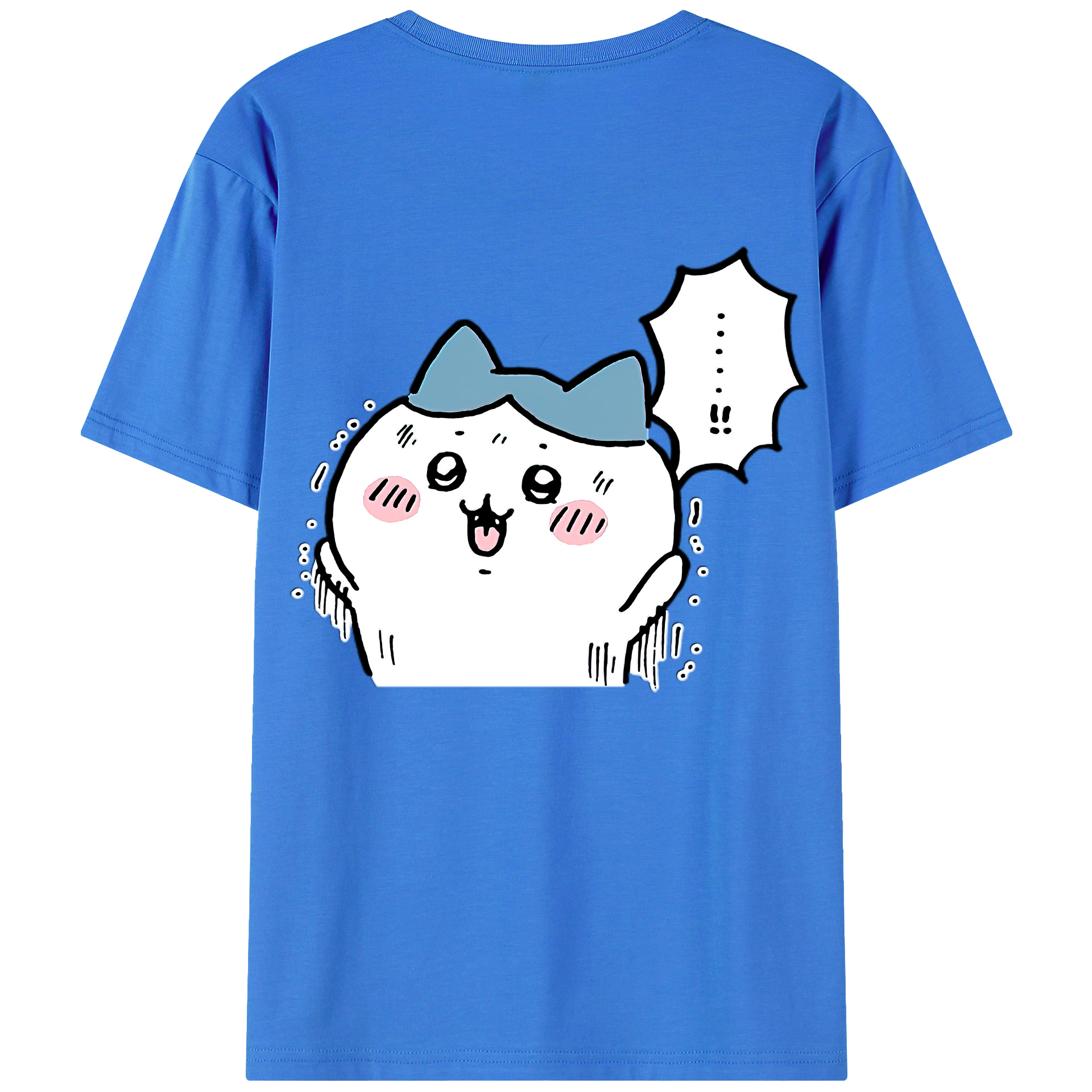 （画像用） ちいかわ ハチワレ Chii-kawa hachiware 綿100％ メンズ半袖Tシャツ（バックプリント） 通気性