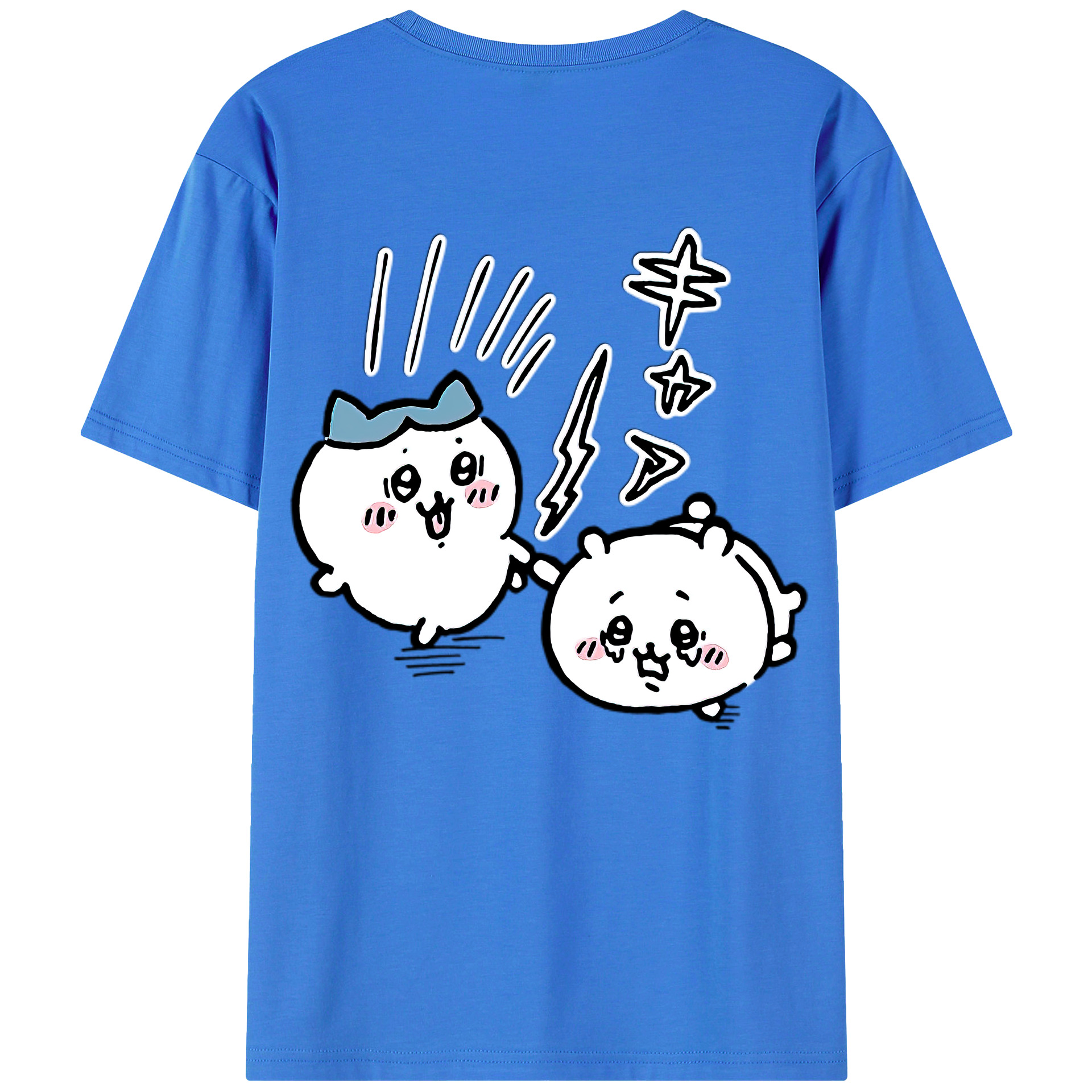 （画像用） ちいかわ ハチワレ Chii-kawa hachiware 綿100％ メンズ半袖Tシャツ（バックプリント） 通気性