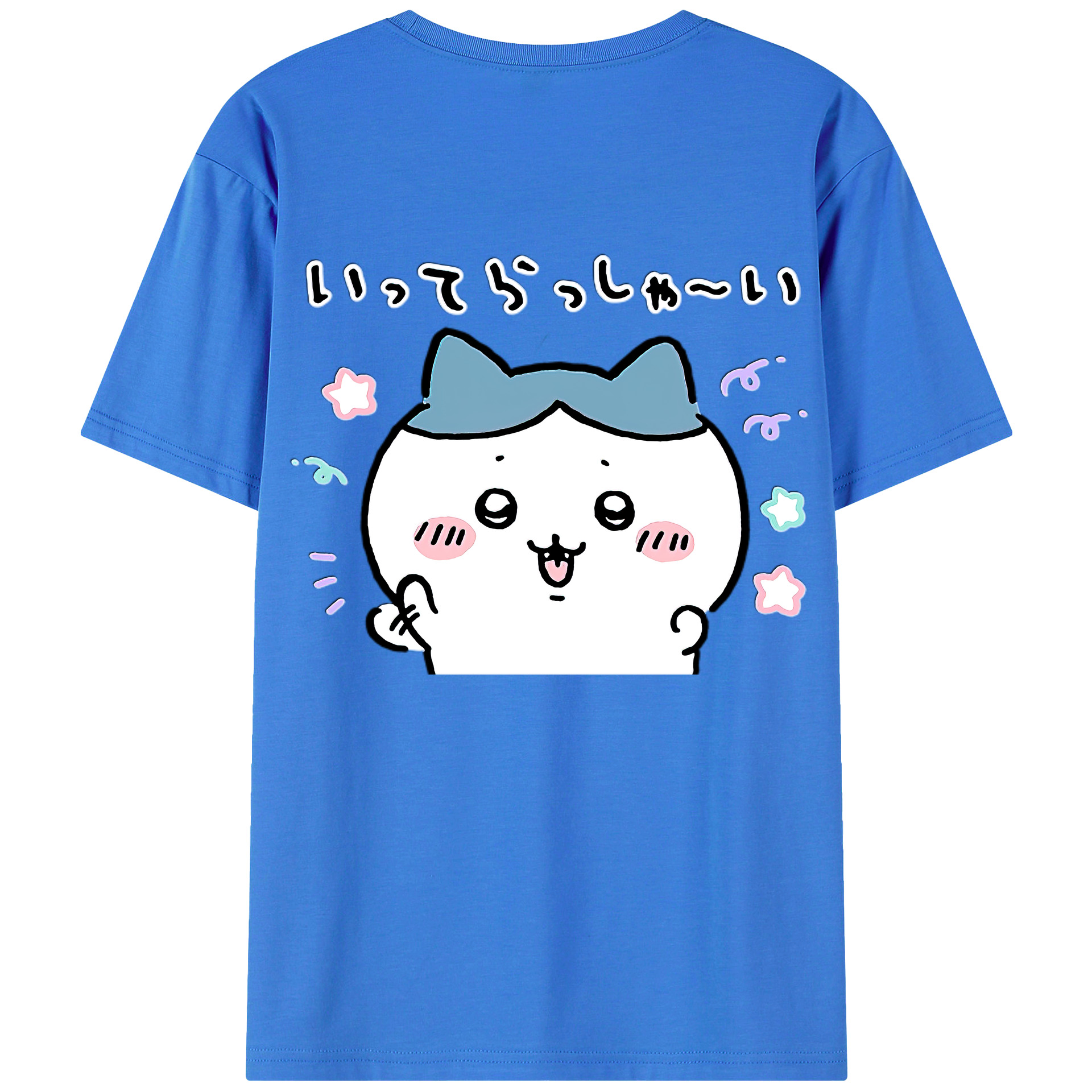 （画像用） ちいかわ ハチワレ Chii-kawa hachiware 綿100％ メンズ半袖Tシャツ（バックプリント） 通気性