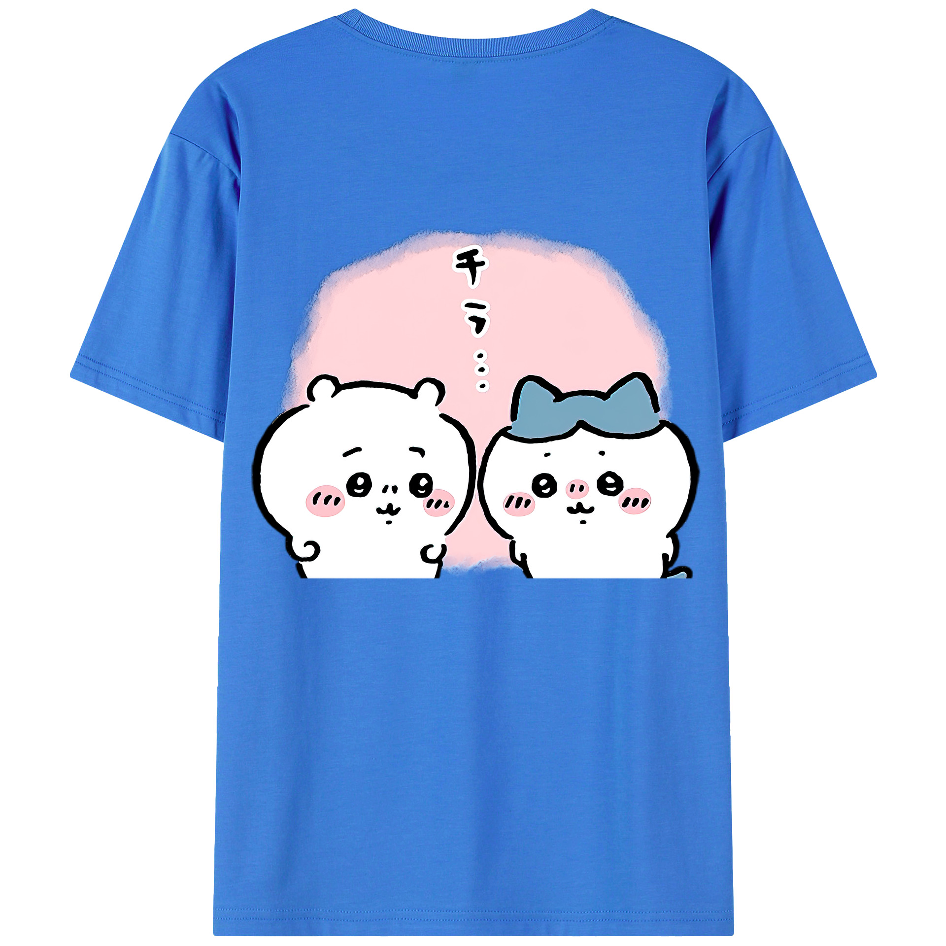 （画像用） ちいかわ ハチワレ Chii-kawa hachiware 綿100％ メンズ半袖Tシャツ（バックプリント） 通気性